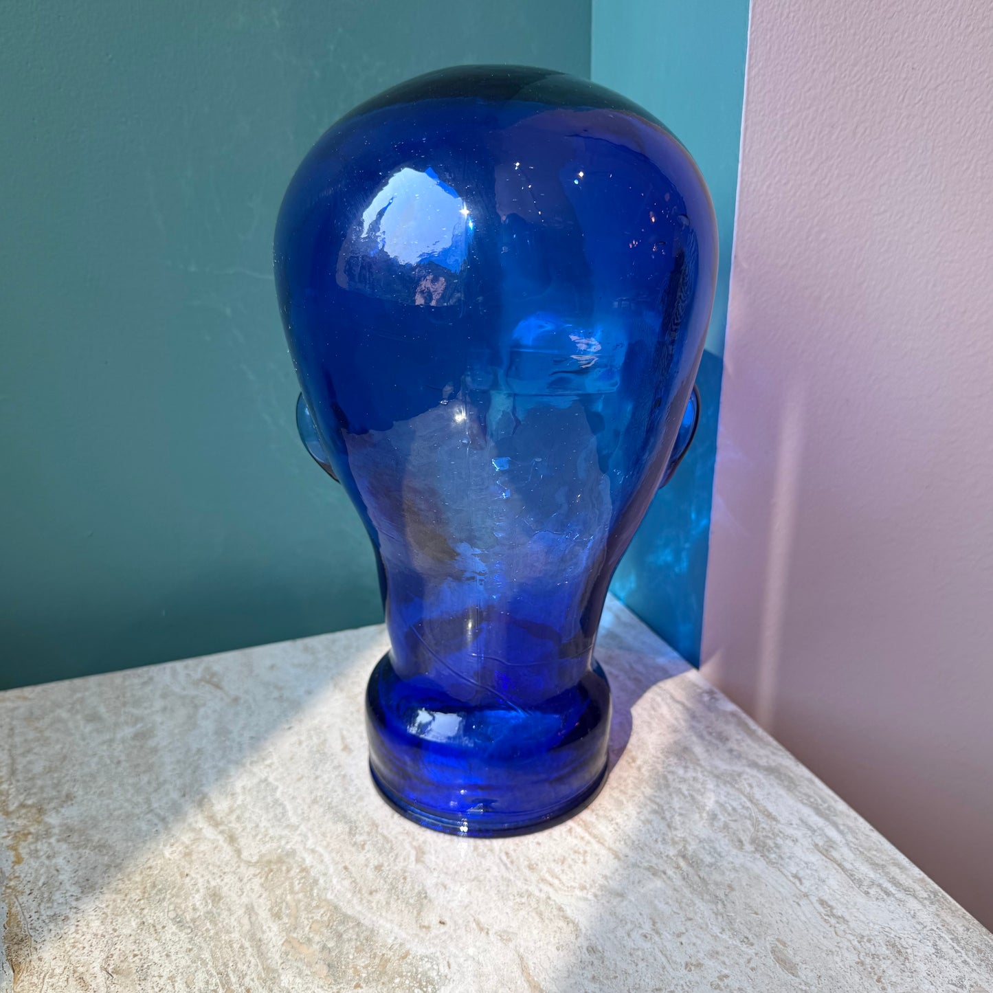 Vintage Cobalt Blue Glass Head