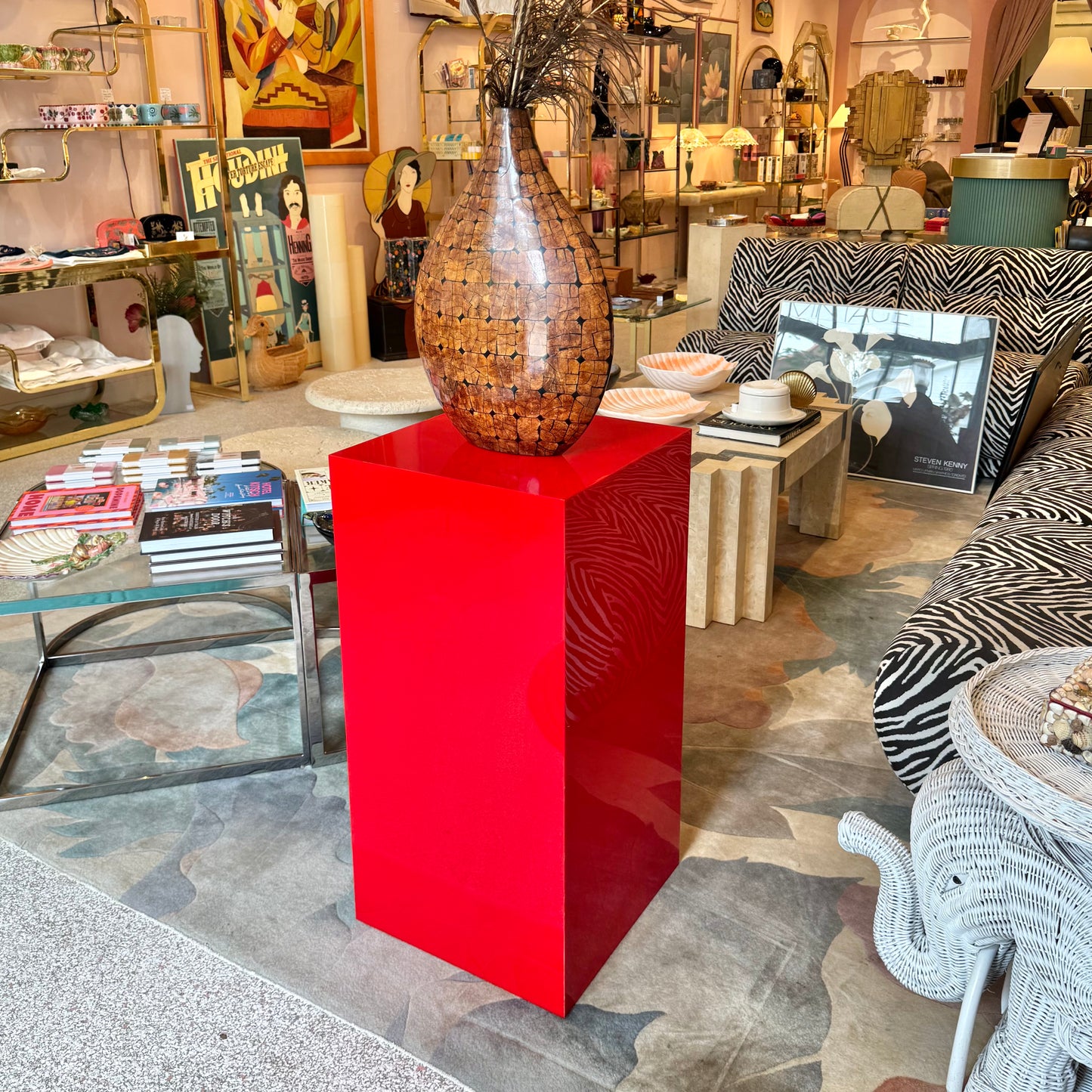 Vintage Red Acrylic Pedestal