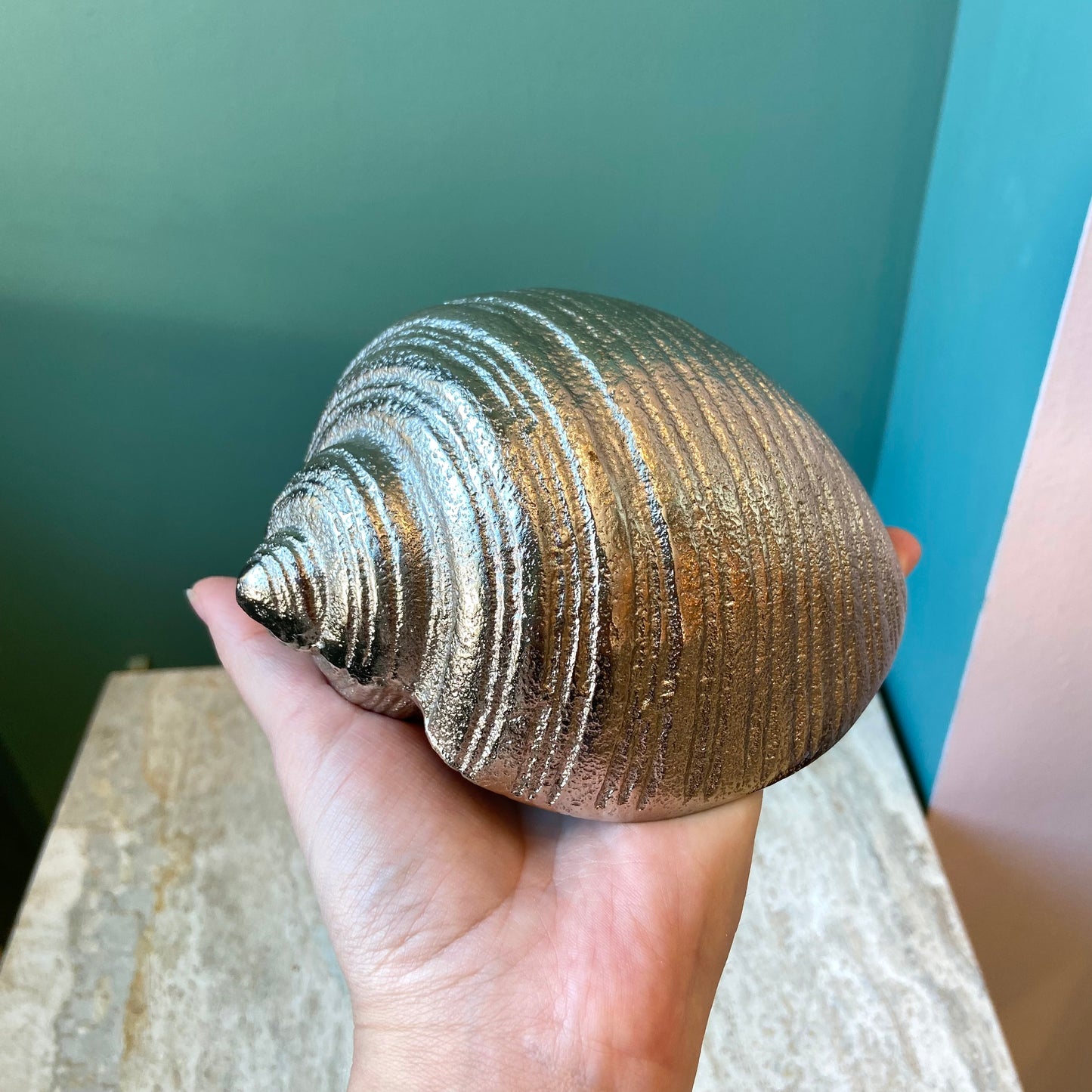 Vintage Cast Metal Seashell Paperweight