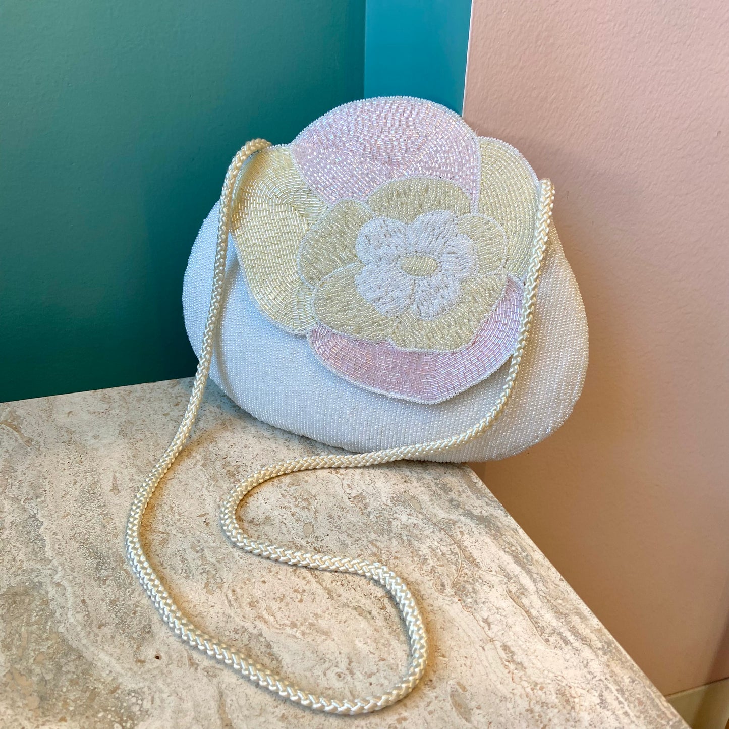 Vintage Beaded Flower Shoulder/Crossbody Bag
