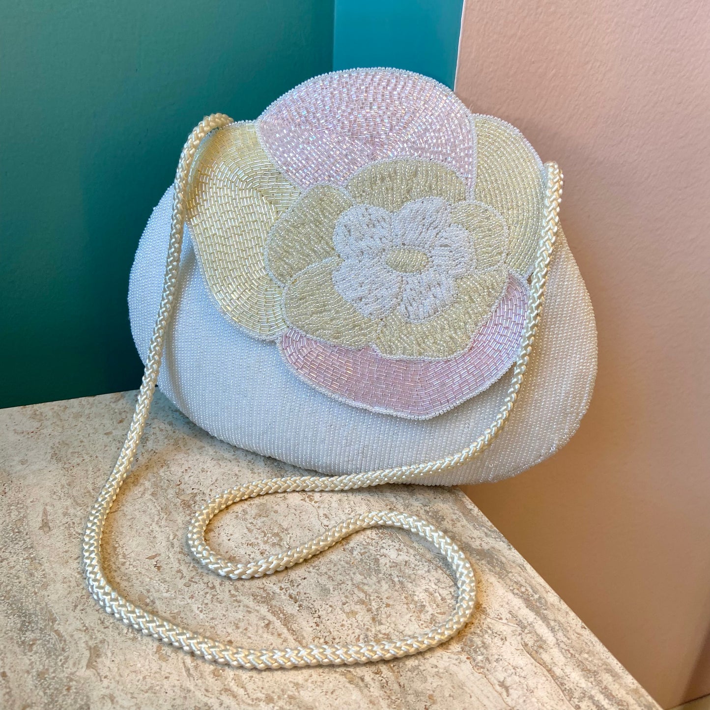 Vintage Beaded Flower Shoulder/Crossbody Bag