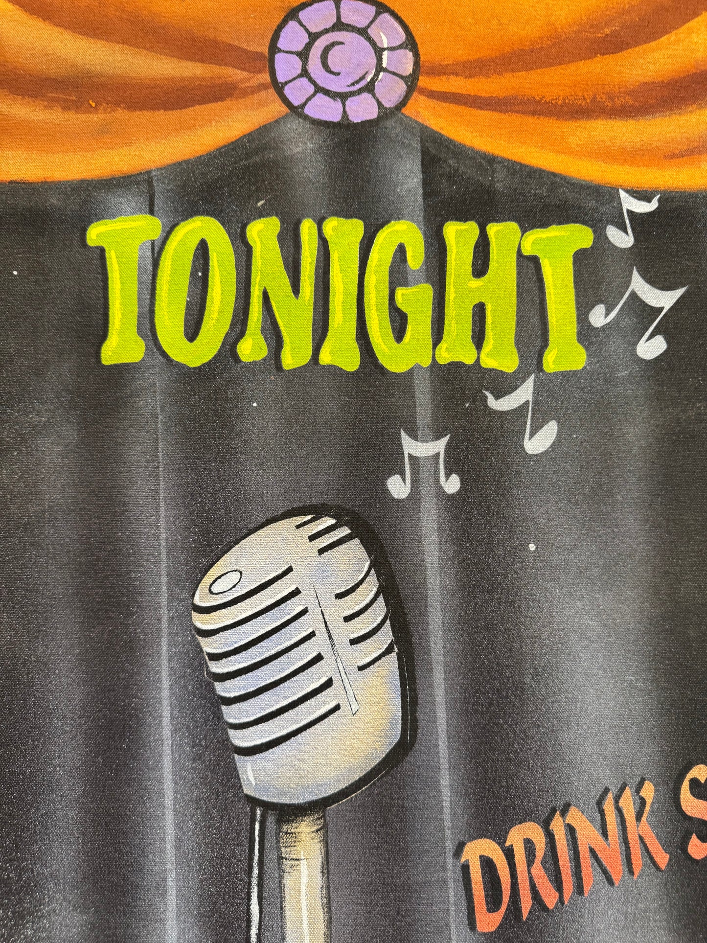 Vintage Hand Painted Original "Karaoke" Artwork