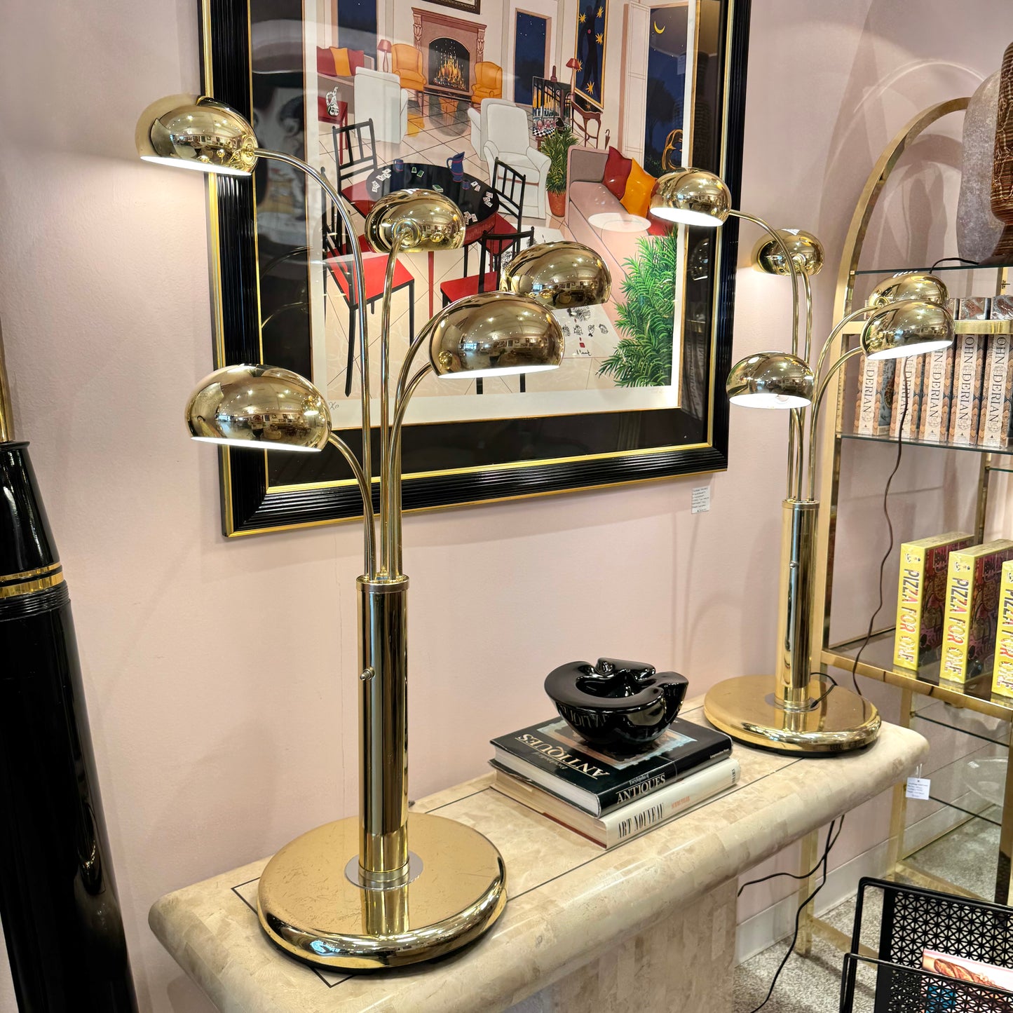 Vintage Five-Headed Brass Table Lamp