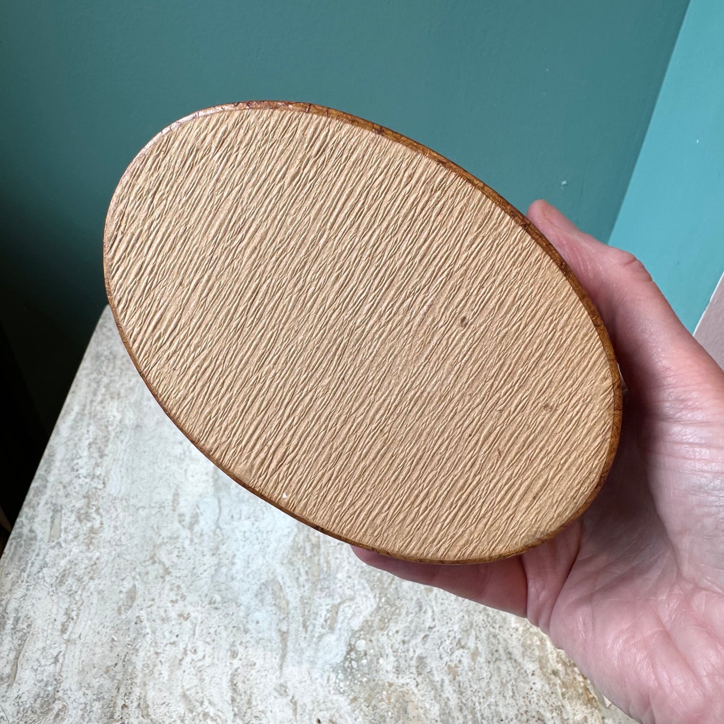 Vintage Oval Faux Leather Box