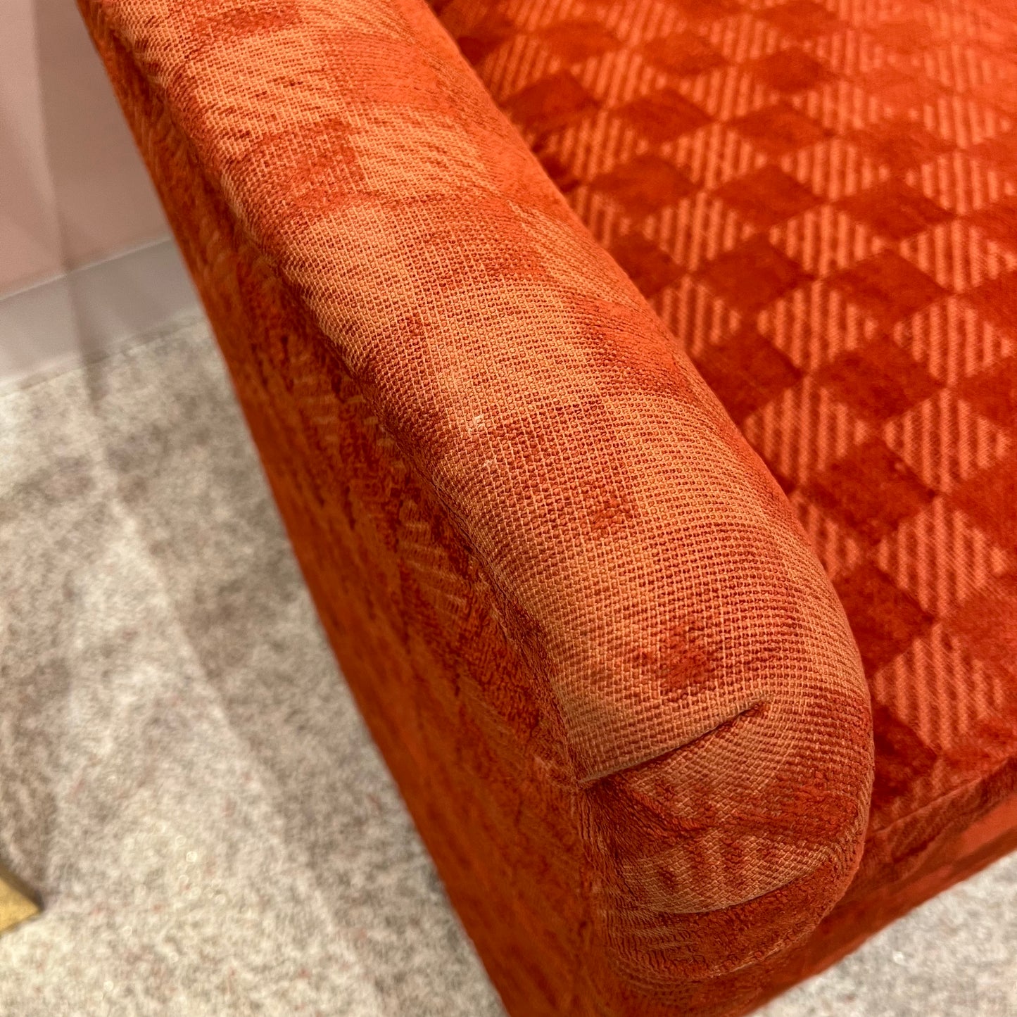 Vintage Dark Orange Checkered Tub Chair by Billy Baldwin for Luten-Clarey-Stern