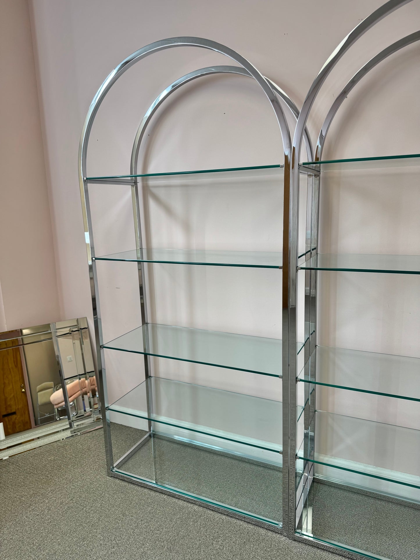 Vintage DIA Style Chrome and Glass Arched Etagere/item