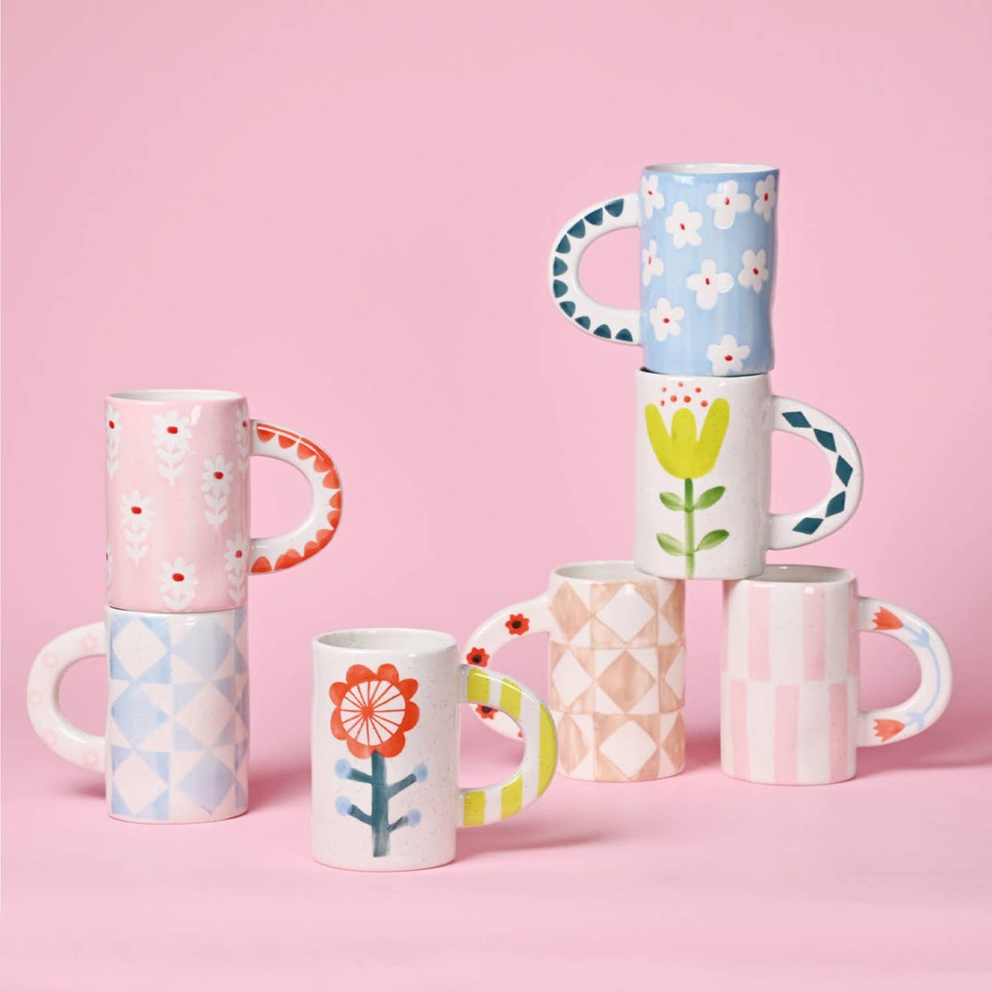 Blue Floral Handmade Ceramic Coffee Mug