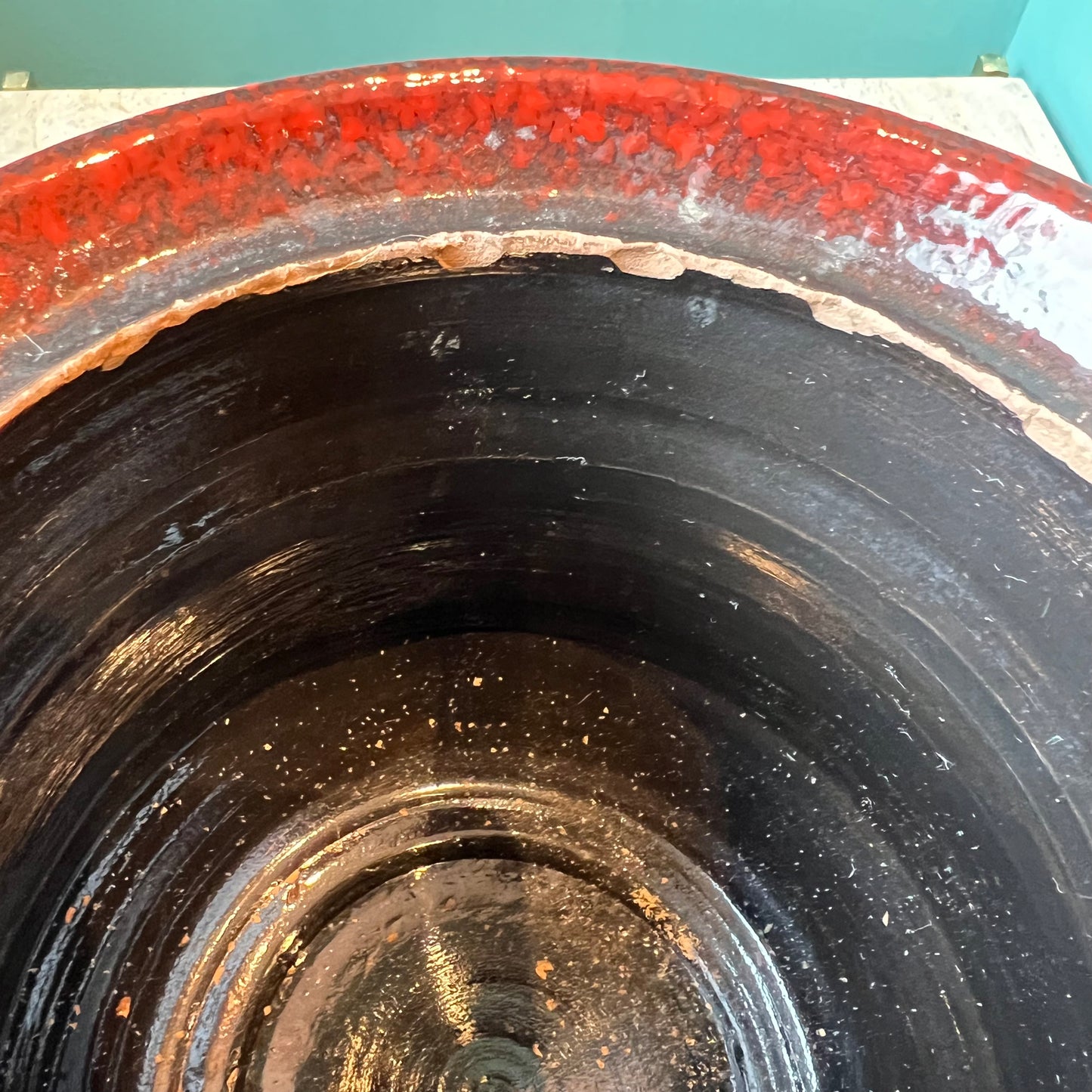 Vintage Italian Red Black and Blue Art Pottery Vase