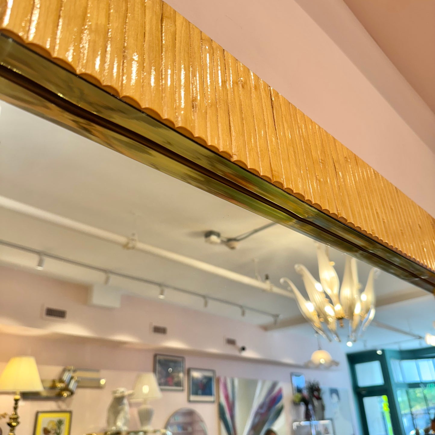 Vintage Karl Springer Style Bamboo Mirror