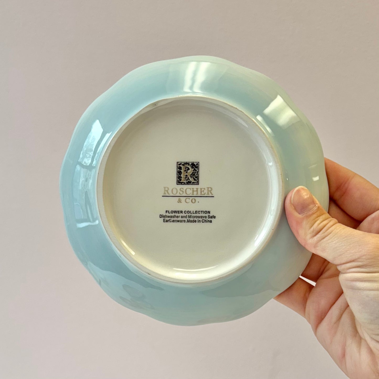 Vintage 8 Piece Set of Flower Cups and Saucers by Roscher & Co.
