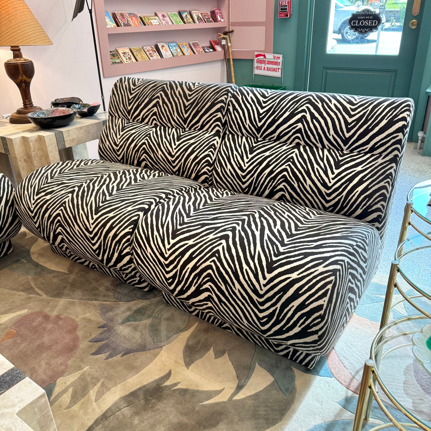 Vintage Zebra Modular Sectional Sofa/Slipper Chair Sold Per Piece
