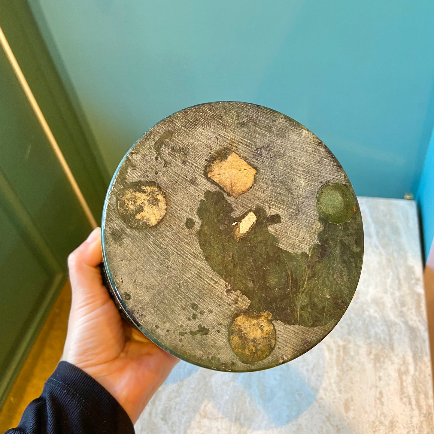 Vintage Green Marble Utensil Holder