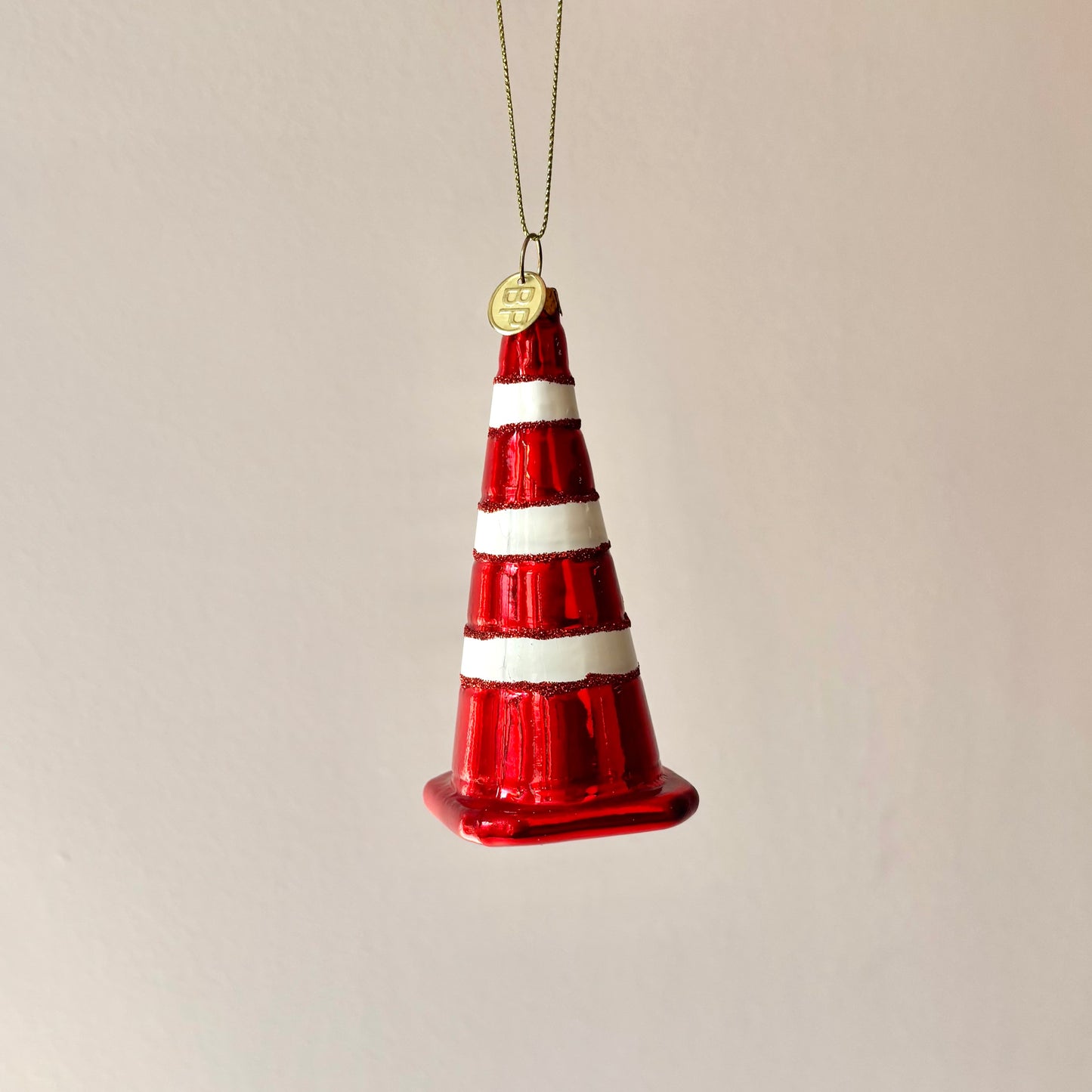 Traffic Cone Glass Ornament