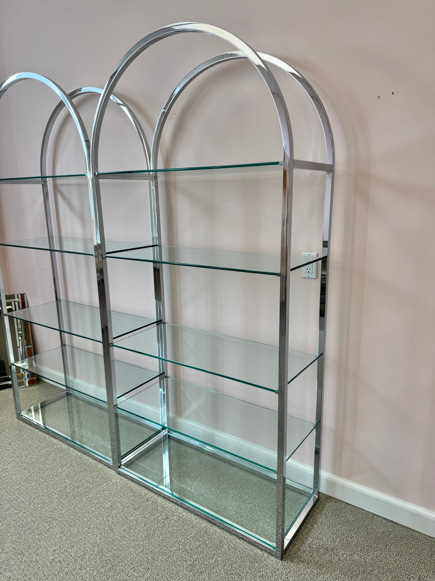 Vintage DIA Style Chrome and Glass Arched Etagere/item