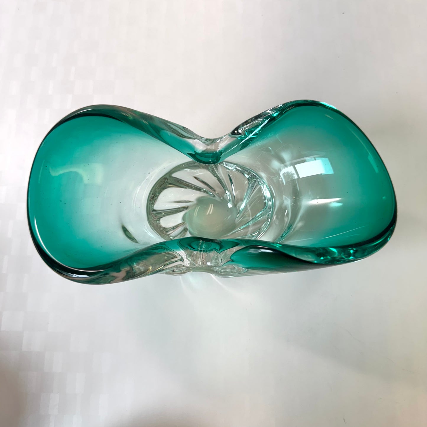 Vintage Aqua Green Chunky Murano Glass Bowl