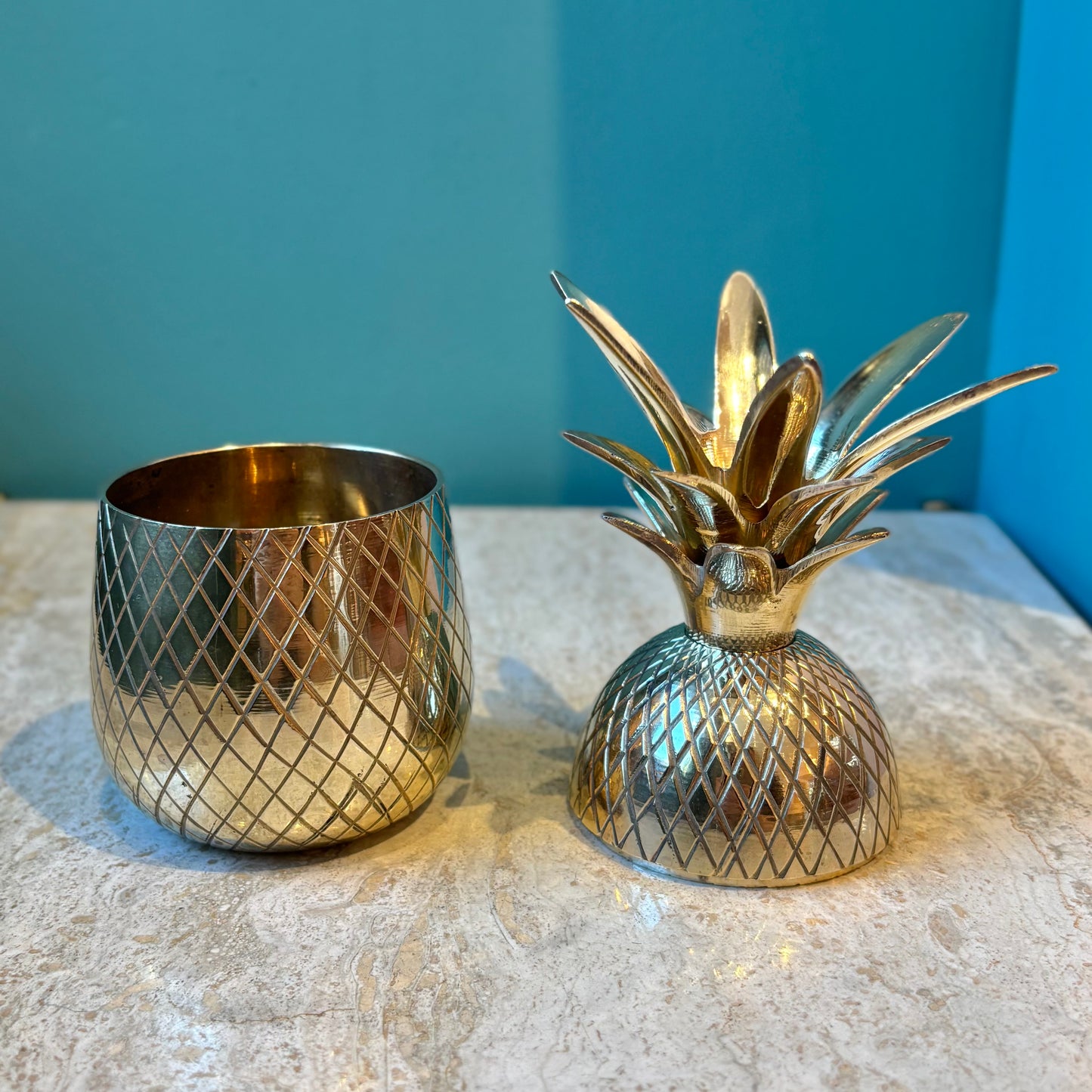 Vintage Brass Pineapple Box 7”