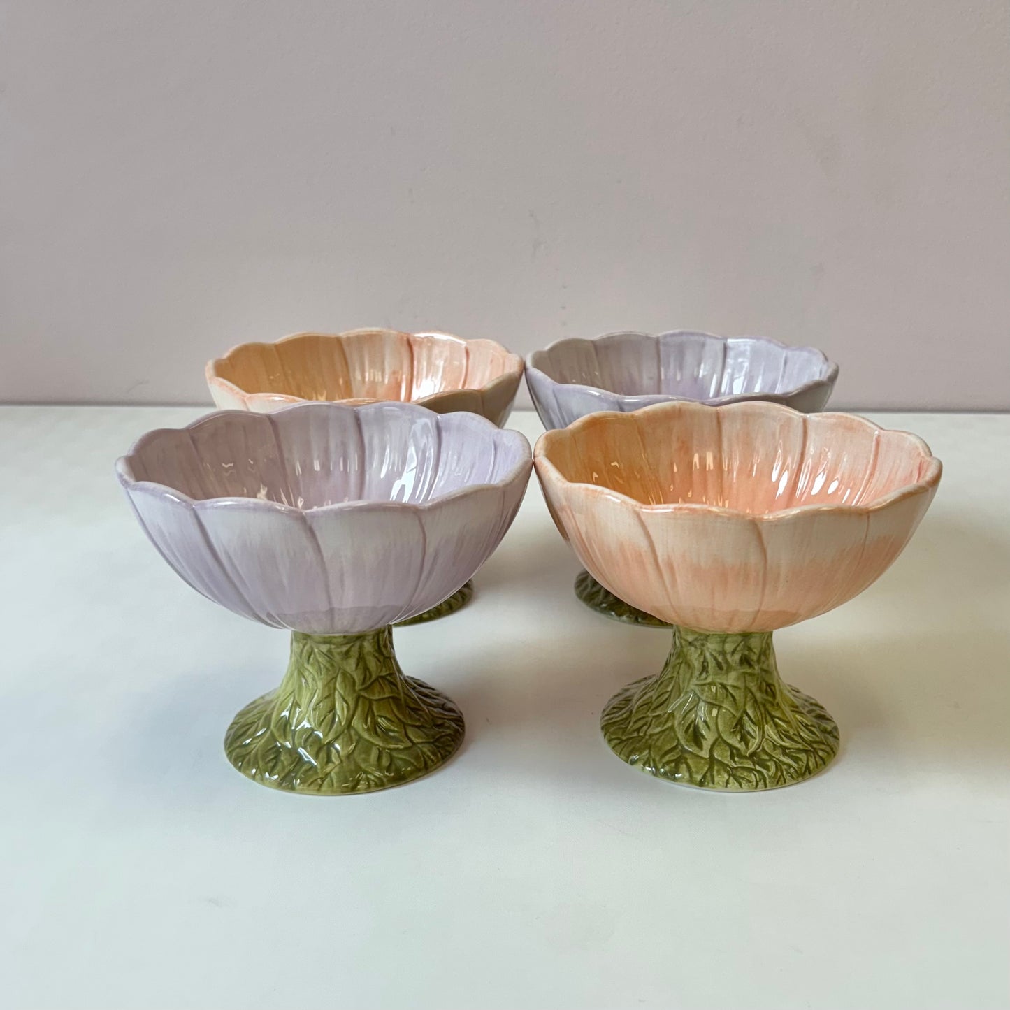 Vintage 8 Piece Set of Flower Cups and Saucers by Roscher & Co.