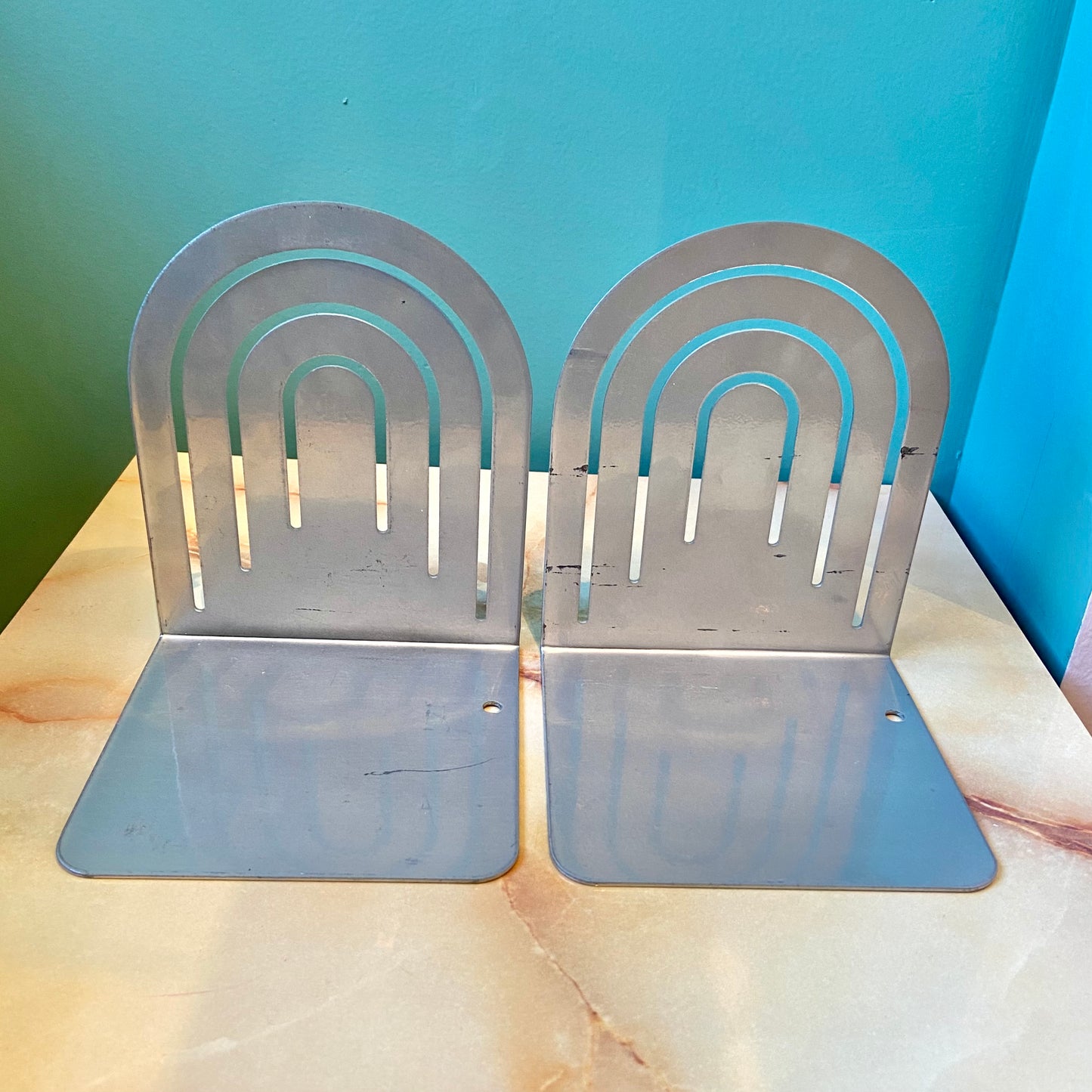 Vintage Spectrum Arch Metal Bookends