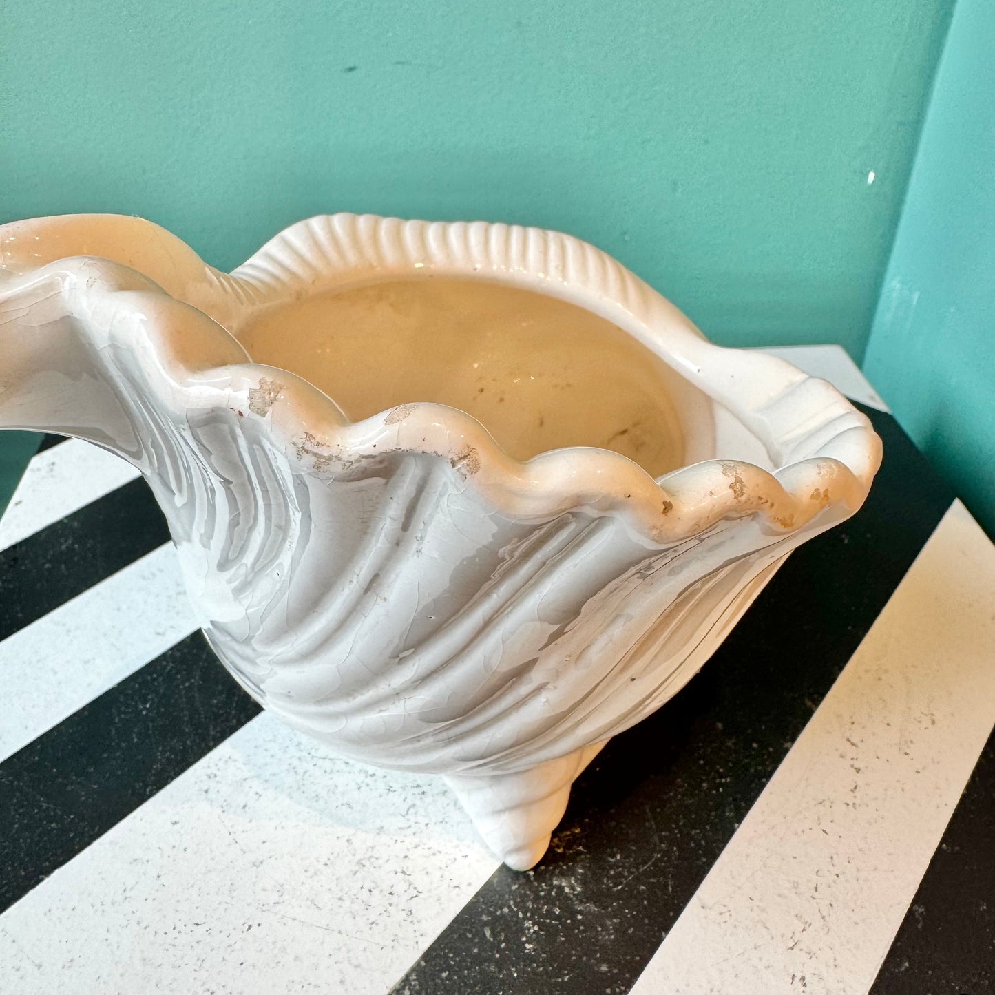 Vintage Ceramic Seashell Planter