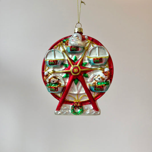 Glass Red & Green Ferris Wheel Ornament