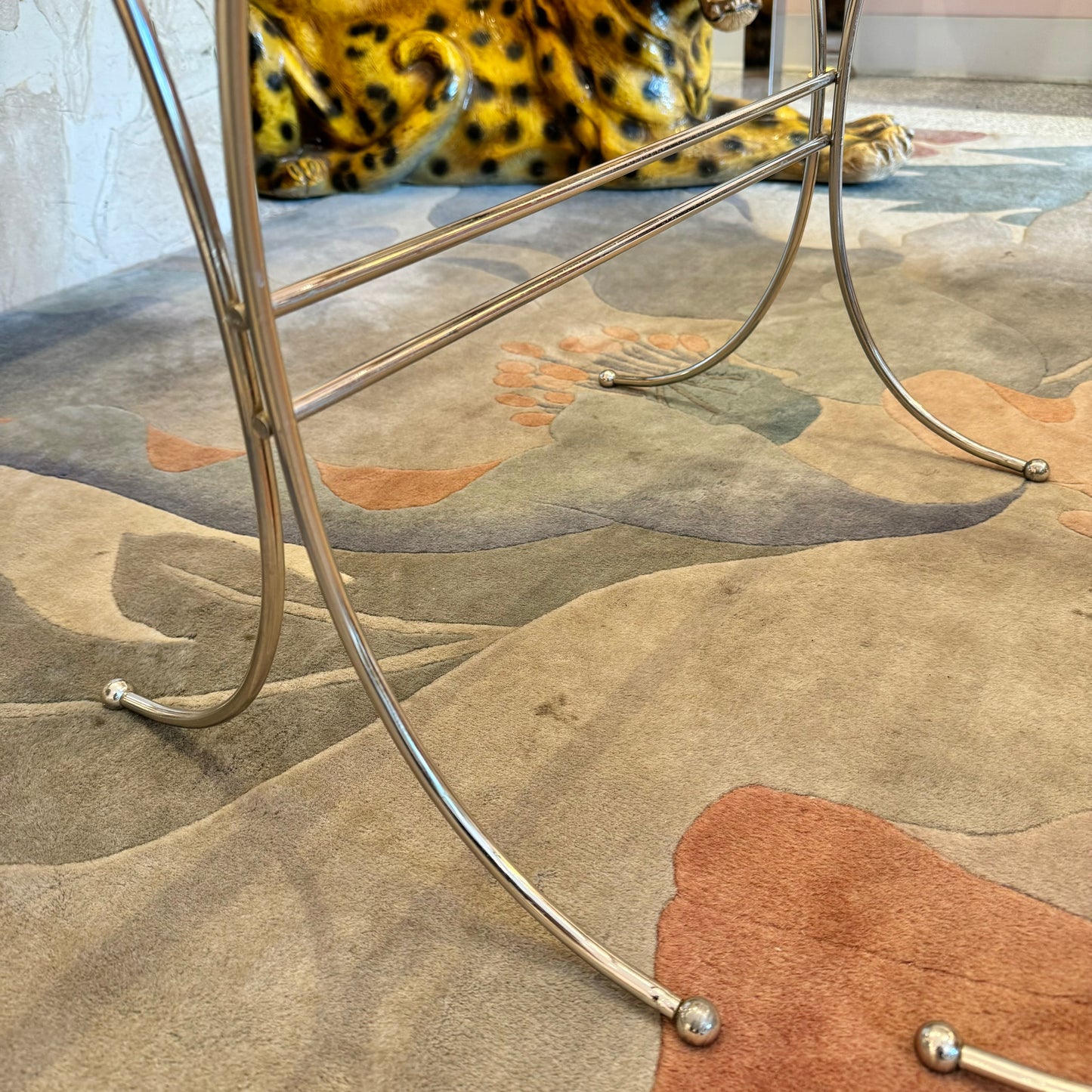 Pair of Vintage Chrome and Glass Nesting Side Tables
