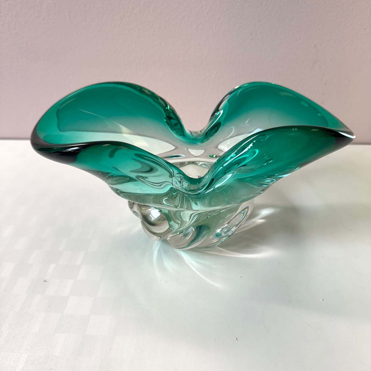 Vintage Aqua Green Chunky Murano Glass Bowl