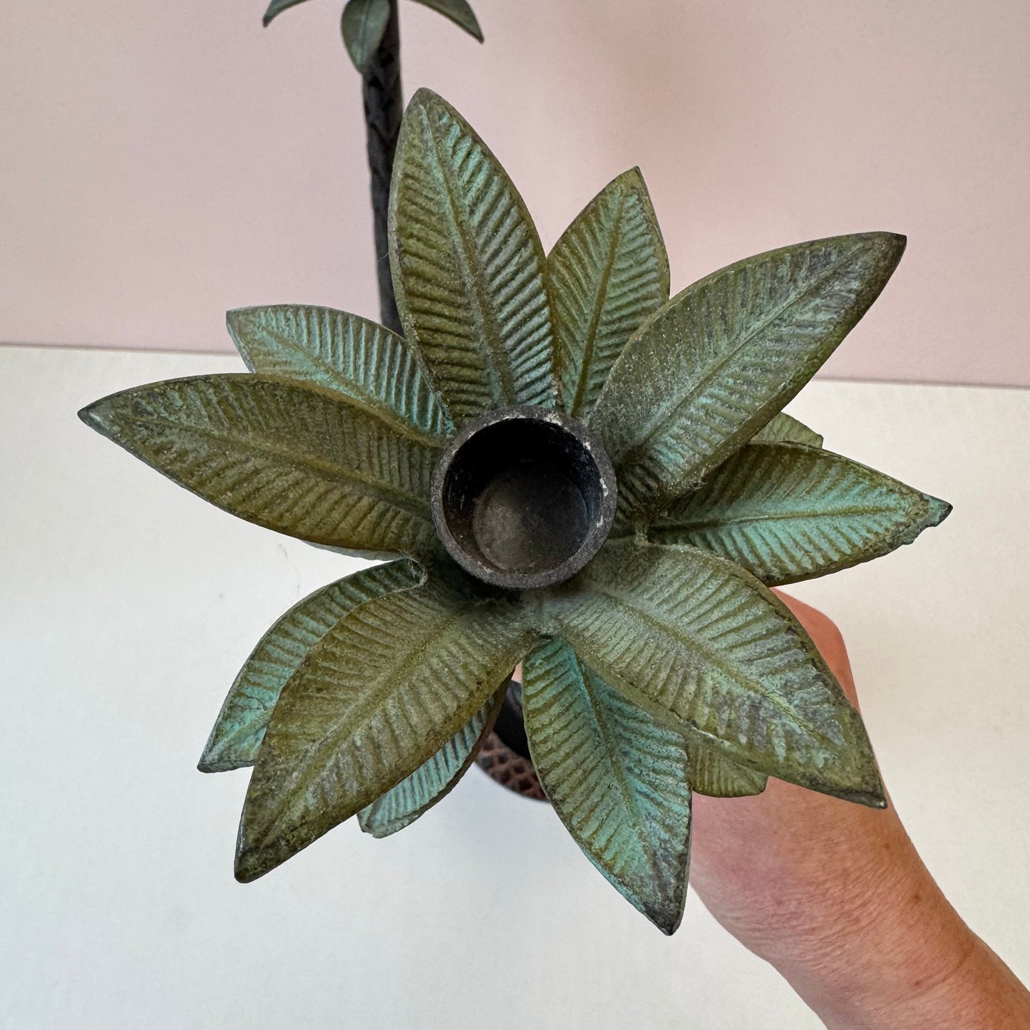 Vintage Pair of Palm Tree Candle Stick Holders