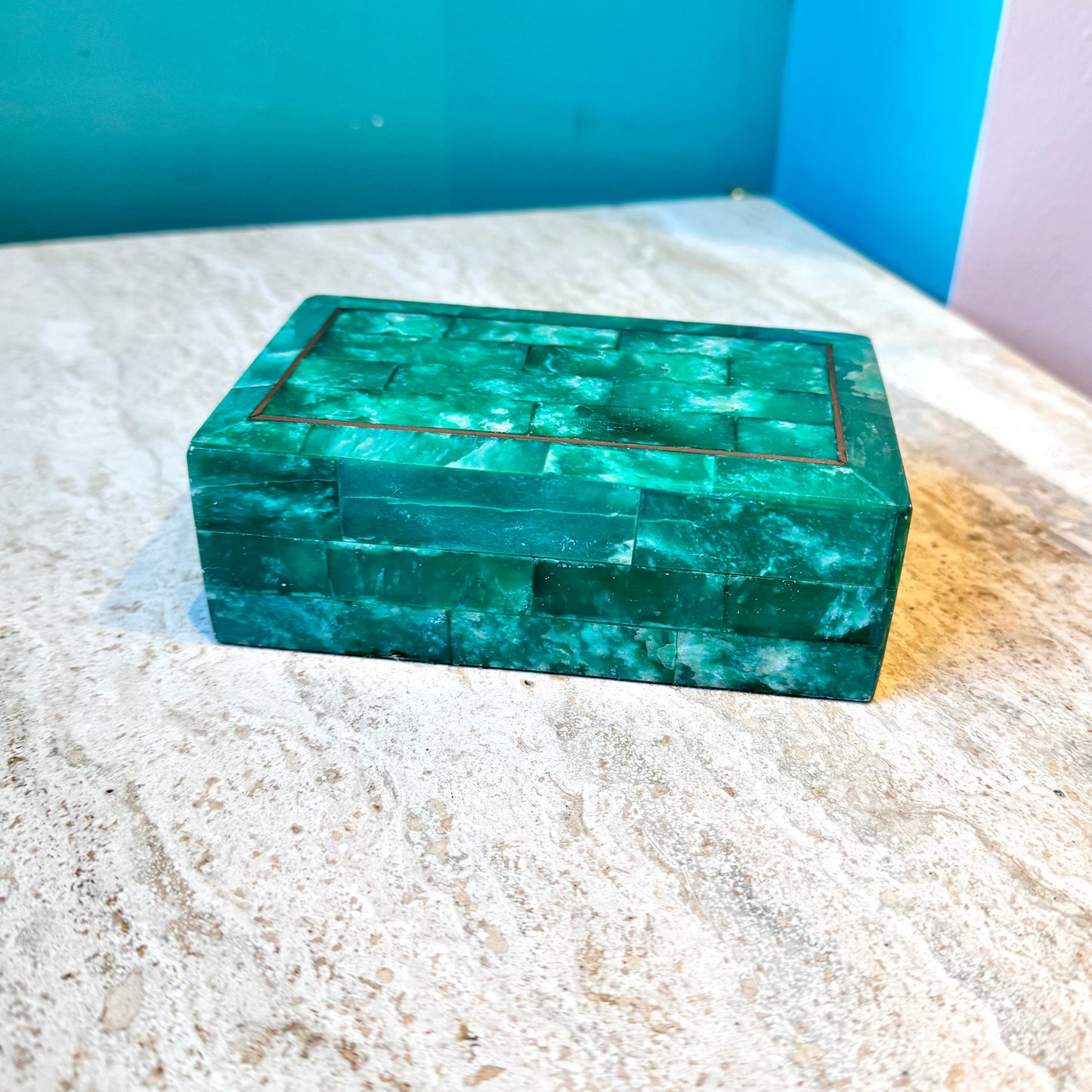 Vintage Maitland Smith Style Tessellated Malachite Box