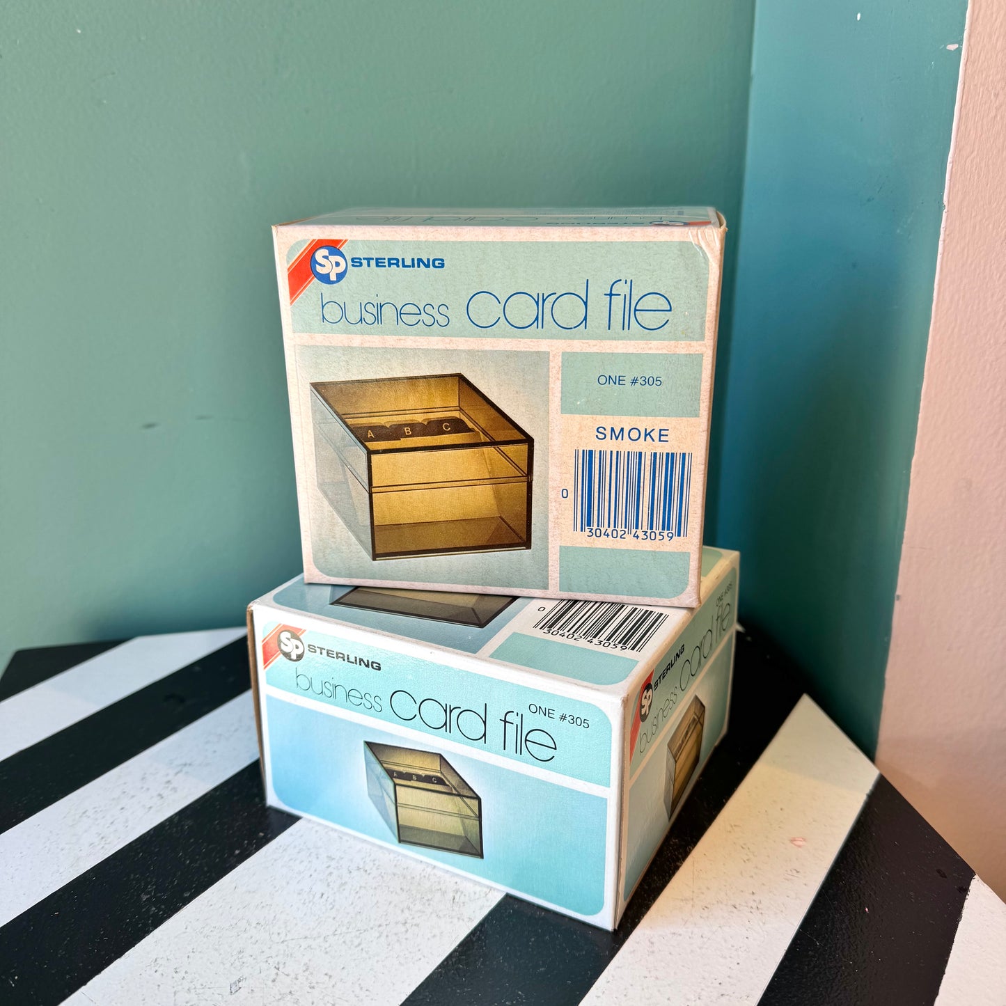 Vintage Smoked Acrylic Business Card File Box