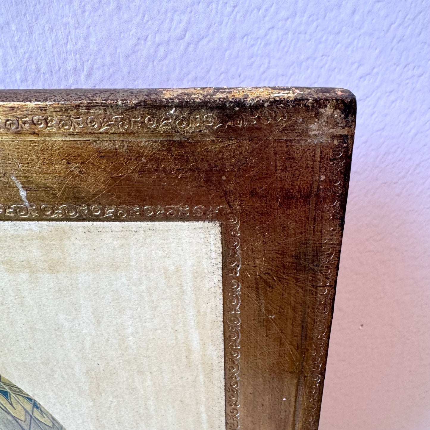 Vintage Italian Hot Air Balloon Artwork with Gold Gilded Border