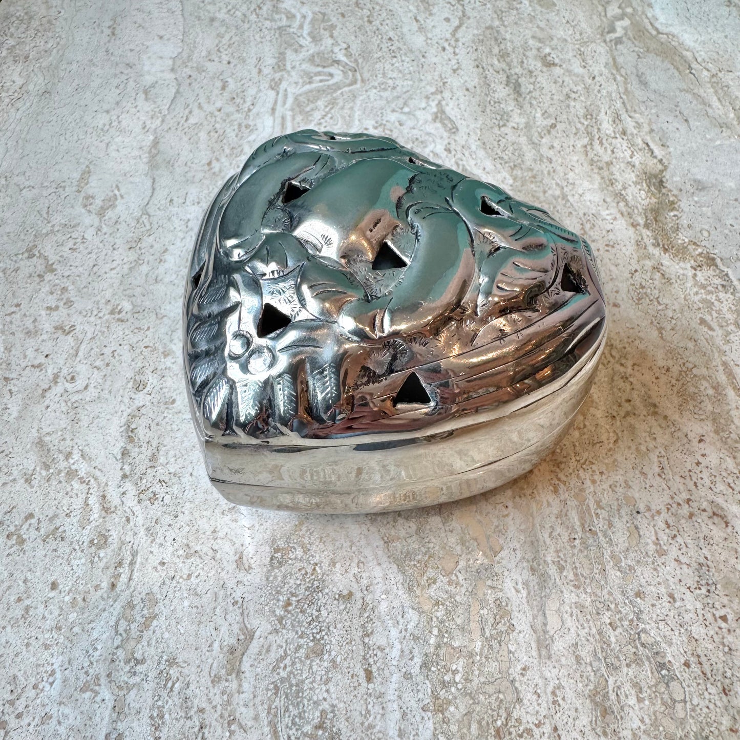 Vintage Silver Plated Heart Shaped Box (as is)