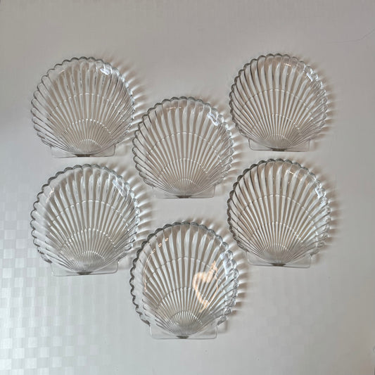 Vintage Set of 6 Glass Shell Side Plates (as is)