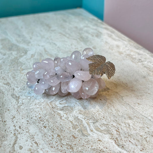 Vintage Bunch of Small Rose Quartz Stone Grapes