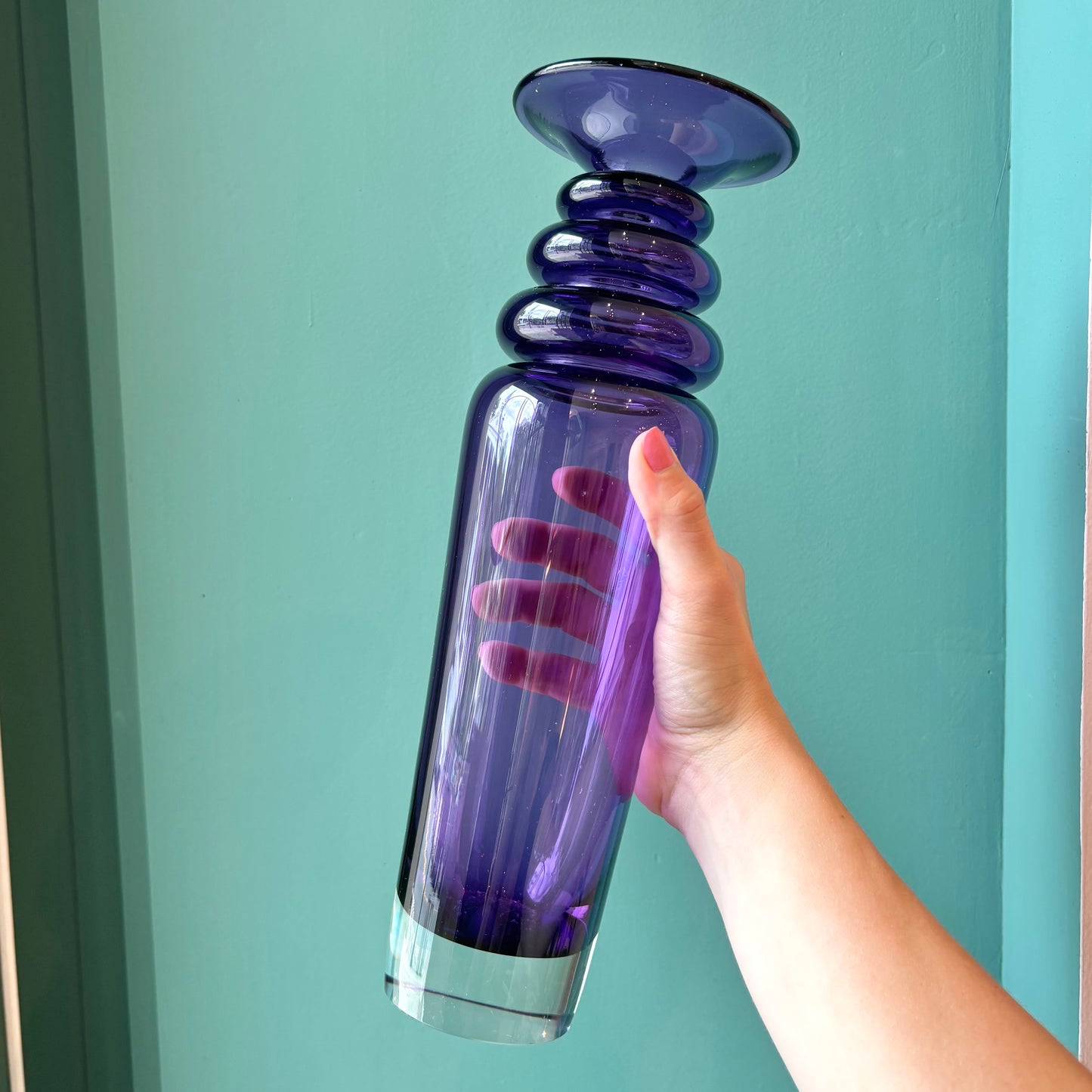 Vintage Purple Art Glass Candle Holder/Vase by Young & Constantin