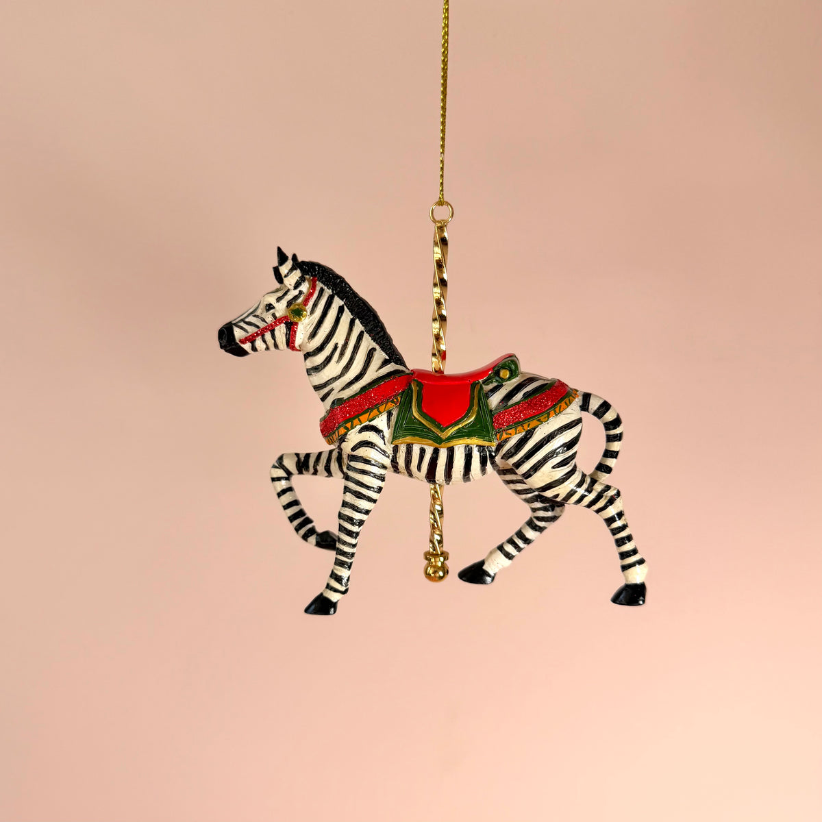 Resin Carousel Zebra Ornament