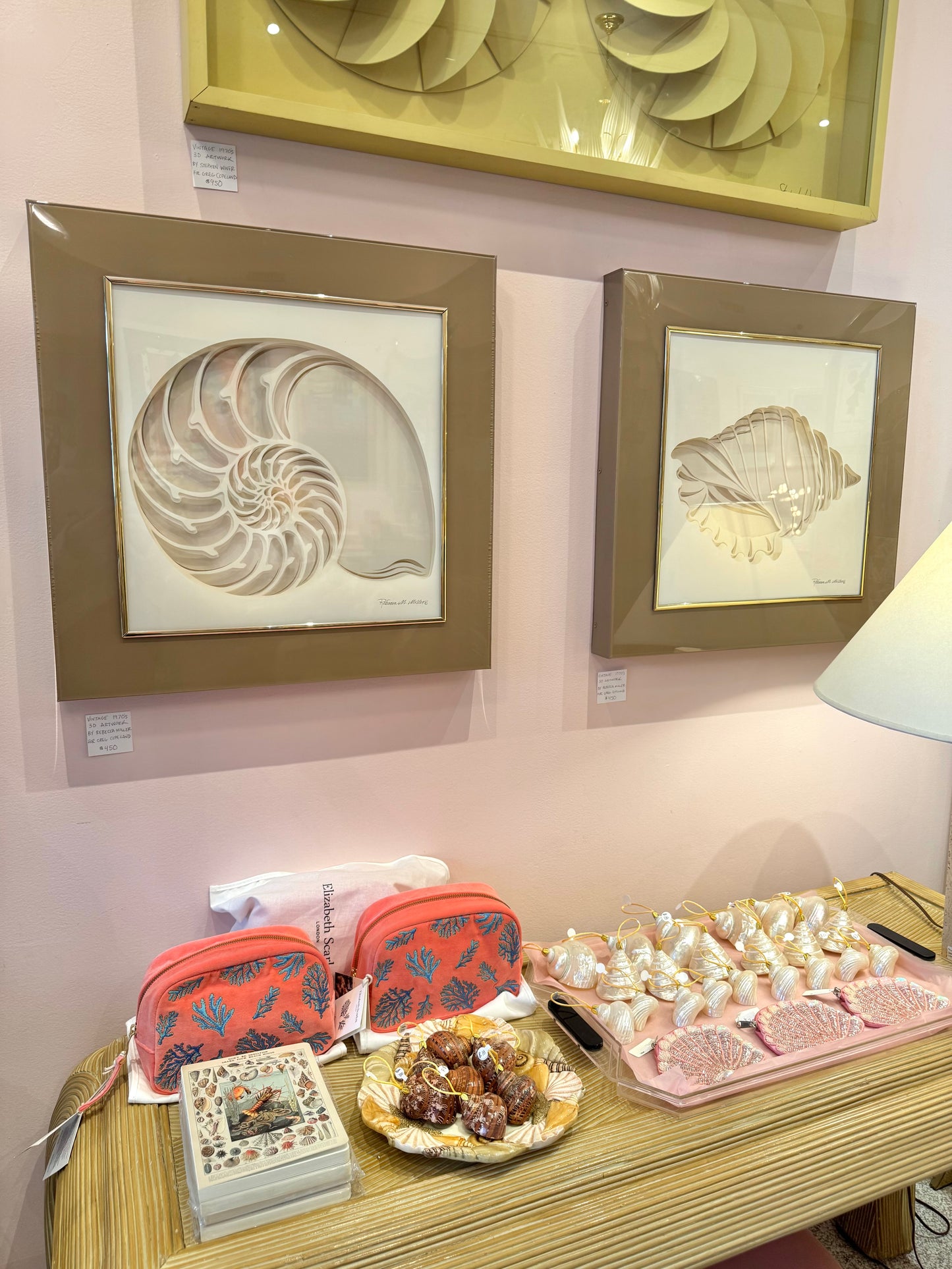 Vintage 1970's Framed 3D Paper Sculpture Shell Artwork by Rebecca Melville Miller for Greg Copeland