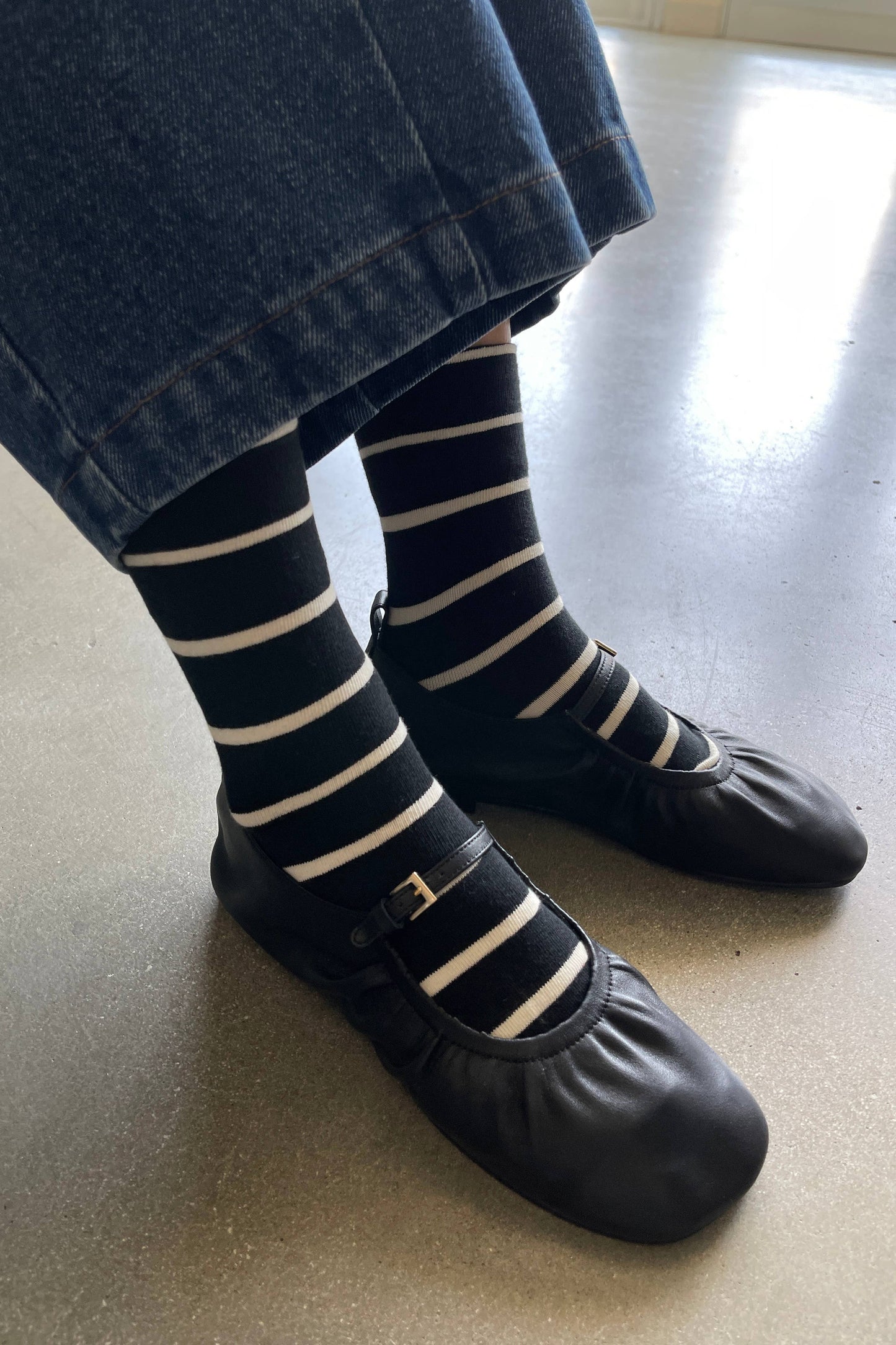 Black and White Stripe Wally Socks by Le Bon Shoppe