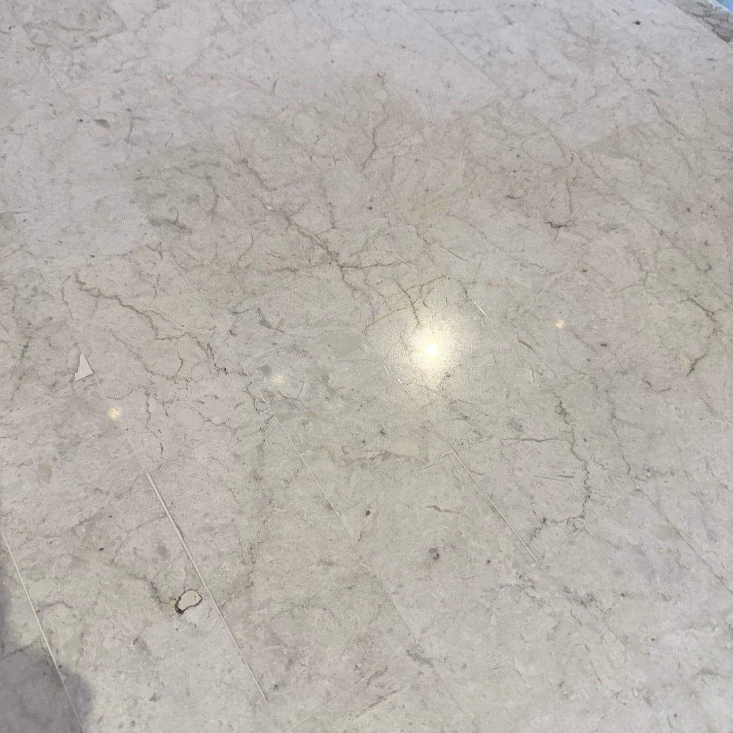 Vintage Hexagonal Tessellated White Marble Side Table