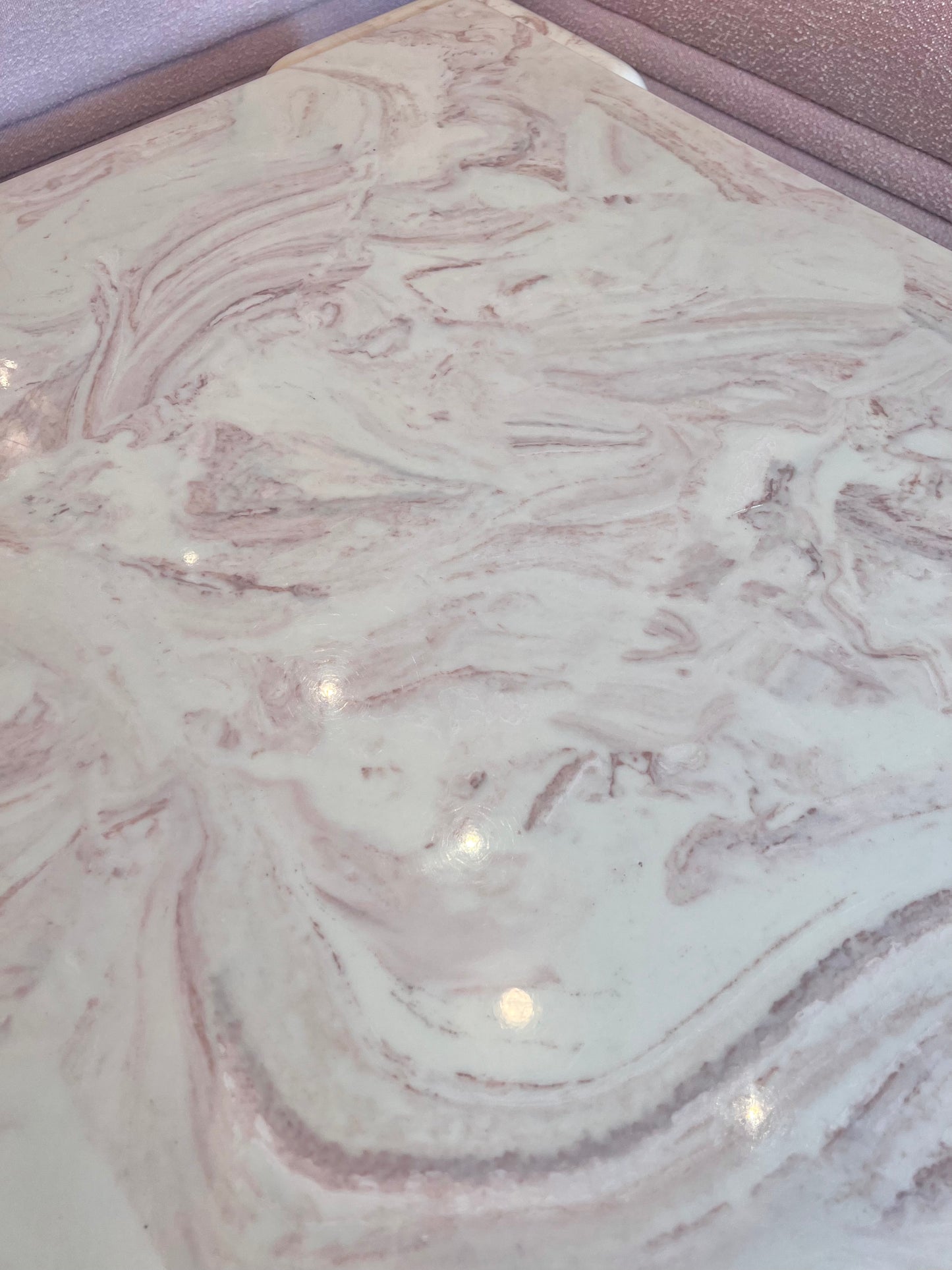 1980’s Triangular Postmodern Pink Marble Resin Coffee Table
