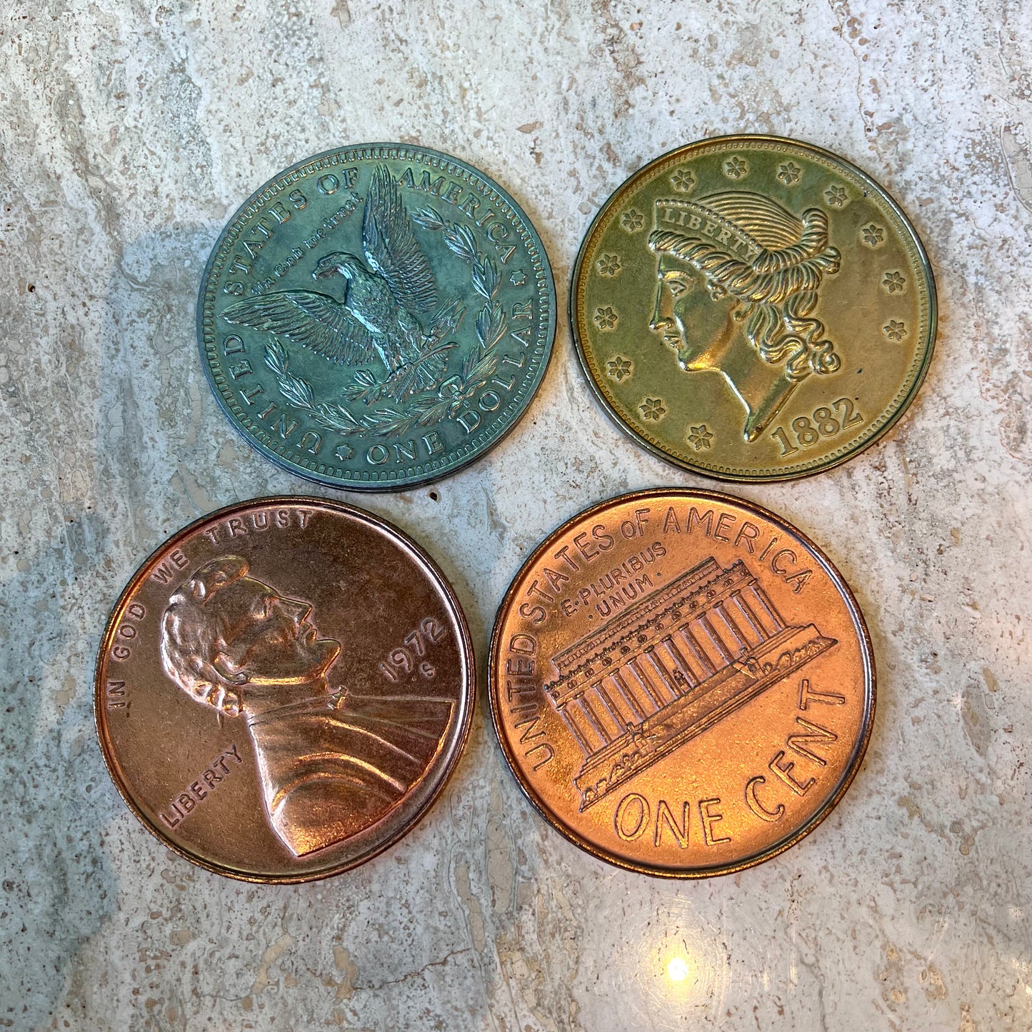 Set of Four Vintage Oversized Novelty Coins