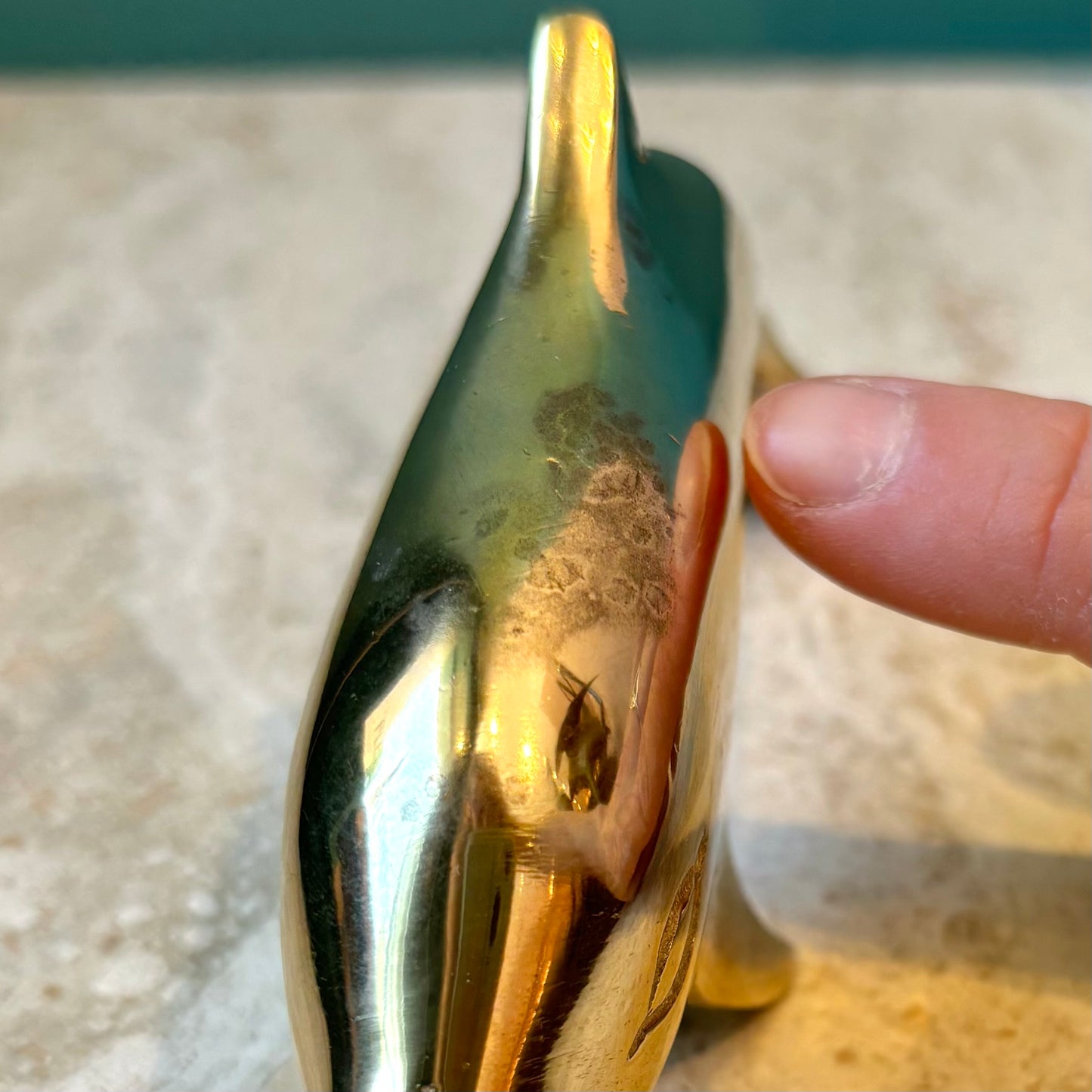 Vintage Brass Dolphin Figurine 6"