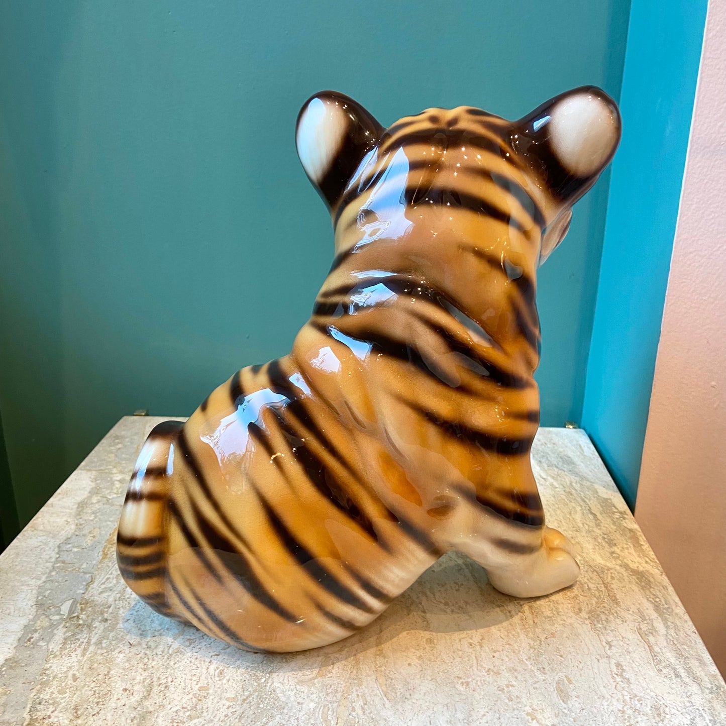 Vintage Italian Porcelain Tiger Cub Statue
