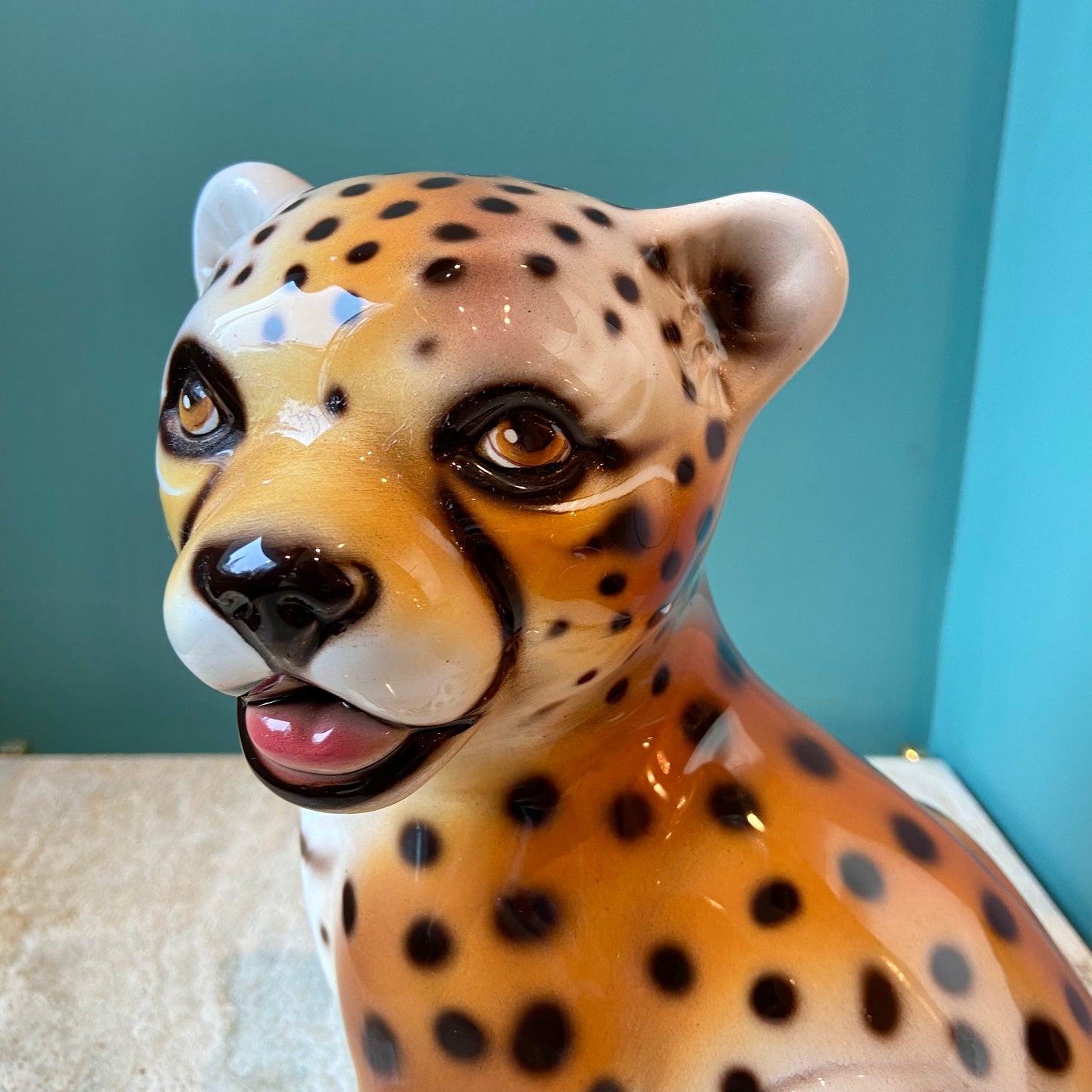 Vintage Italian Cheetah Cub Statue
