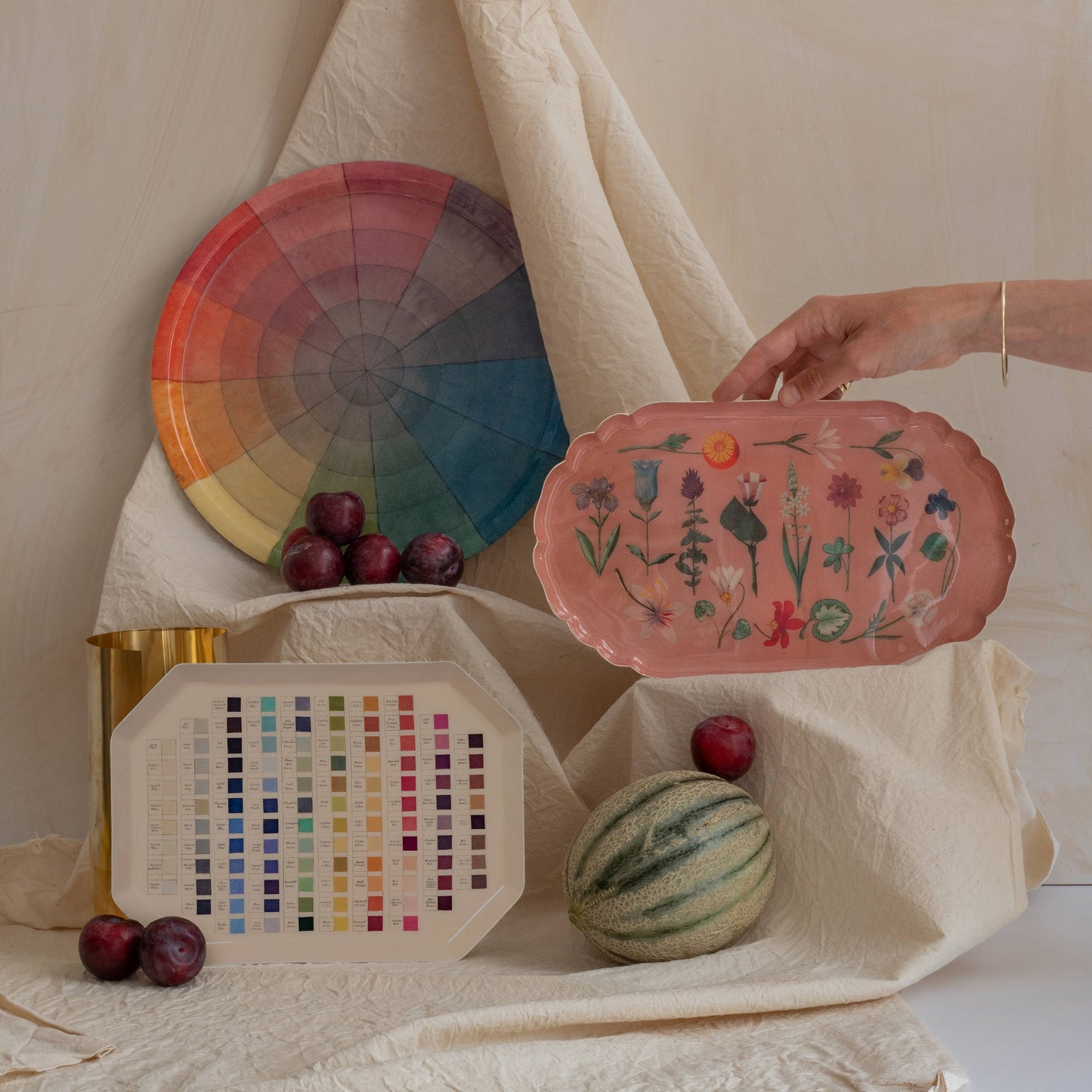 Festival of Flowers Scalloped Enamel Tray by Roomytown London