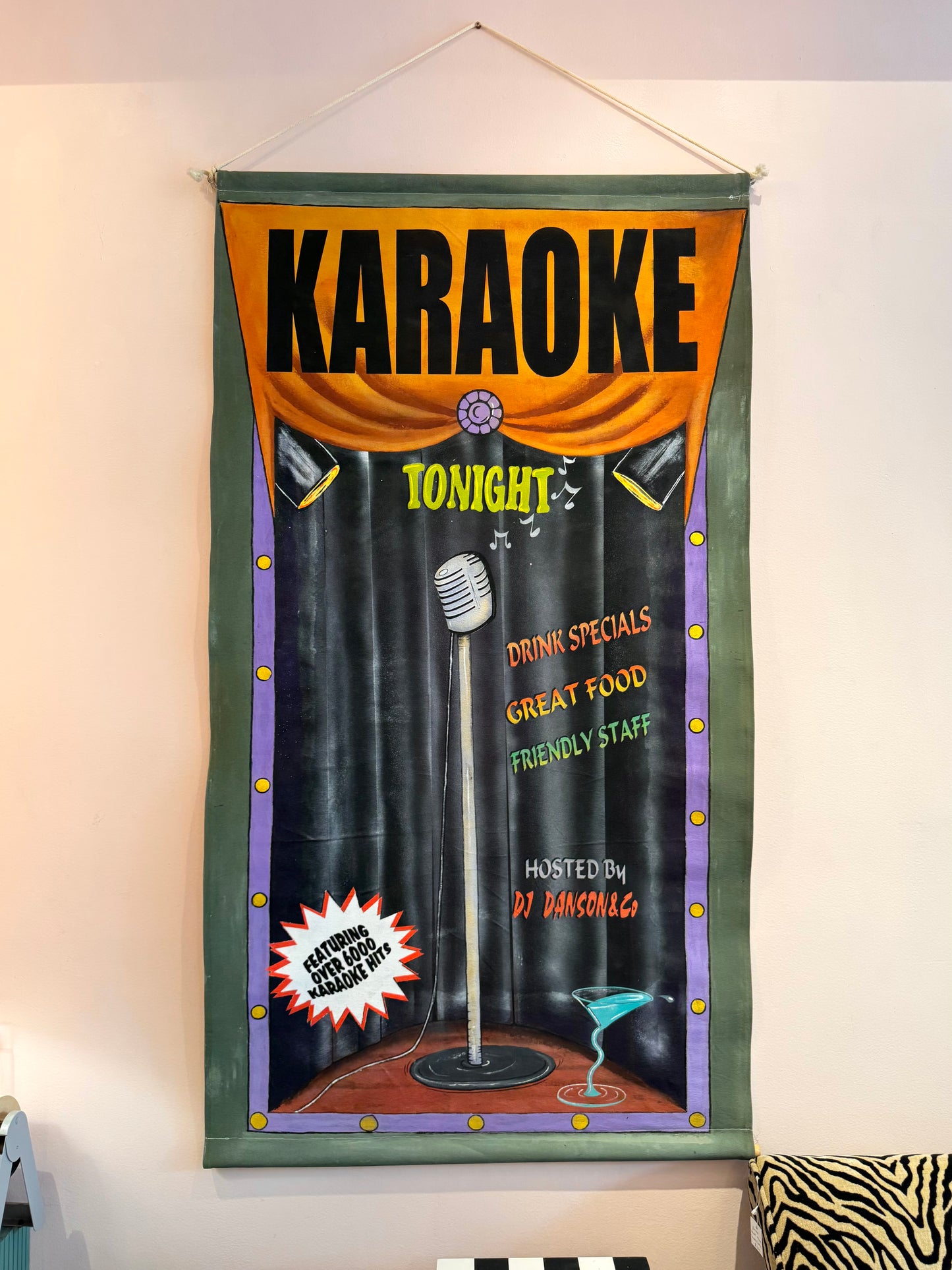 Vintage Hand Painted Original "Karaoke" Artwork