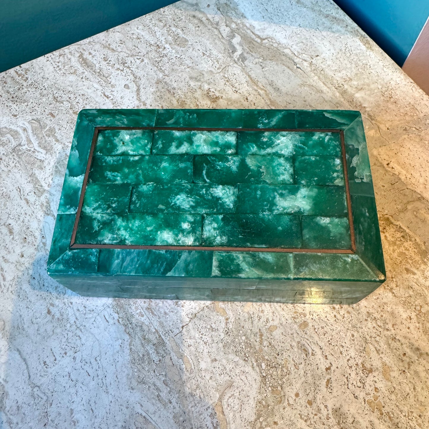 Vintage Maitland Smith Style Tessellated Malachite Box