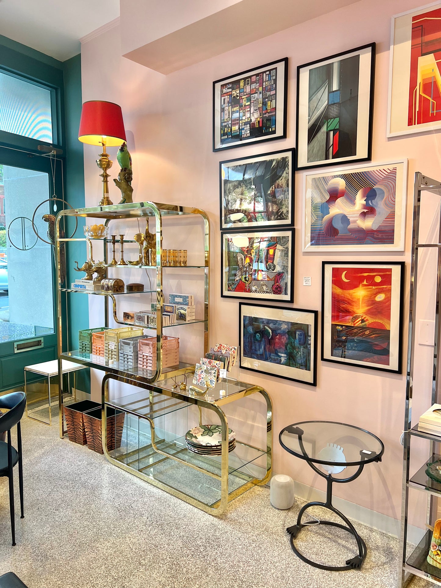 1980's DIA Brass and Glass Sliding Etagere