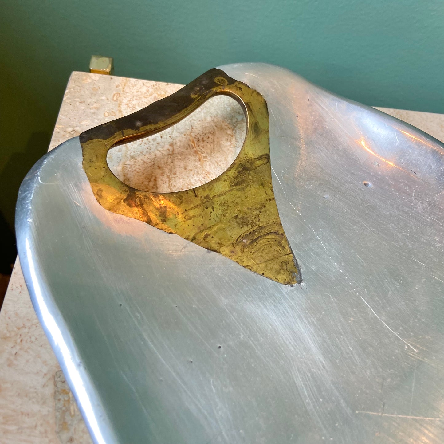 Vintage Aluminum and Brass Tray Attributed to David Marshall