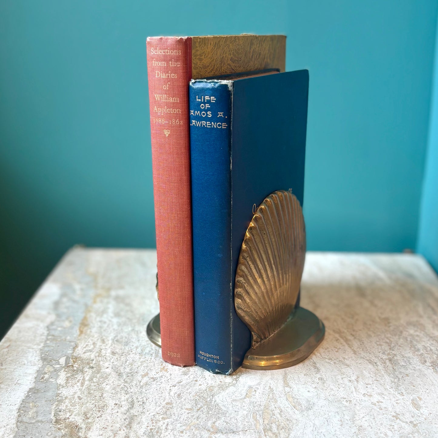 Vintage Brass Clam Shell Bookends