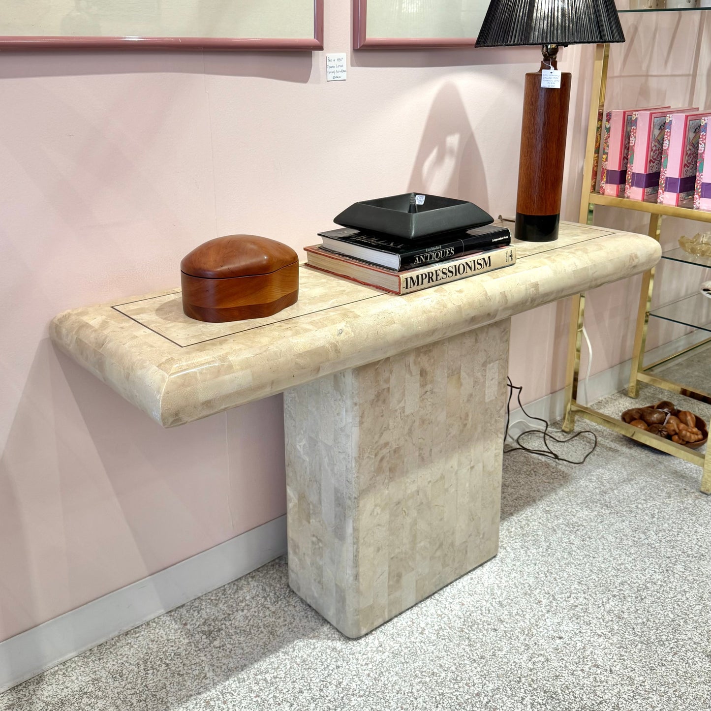 Vintage Maitland Smith Style Tessellated Stone Console Table